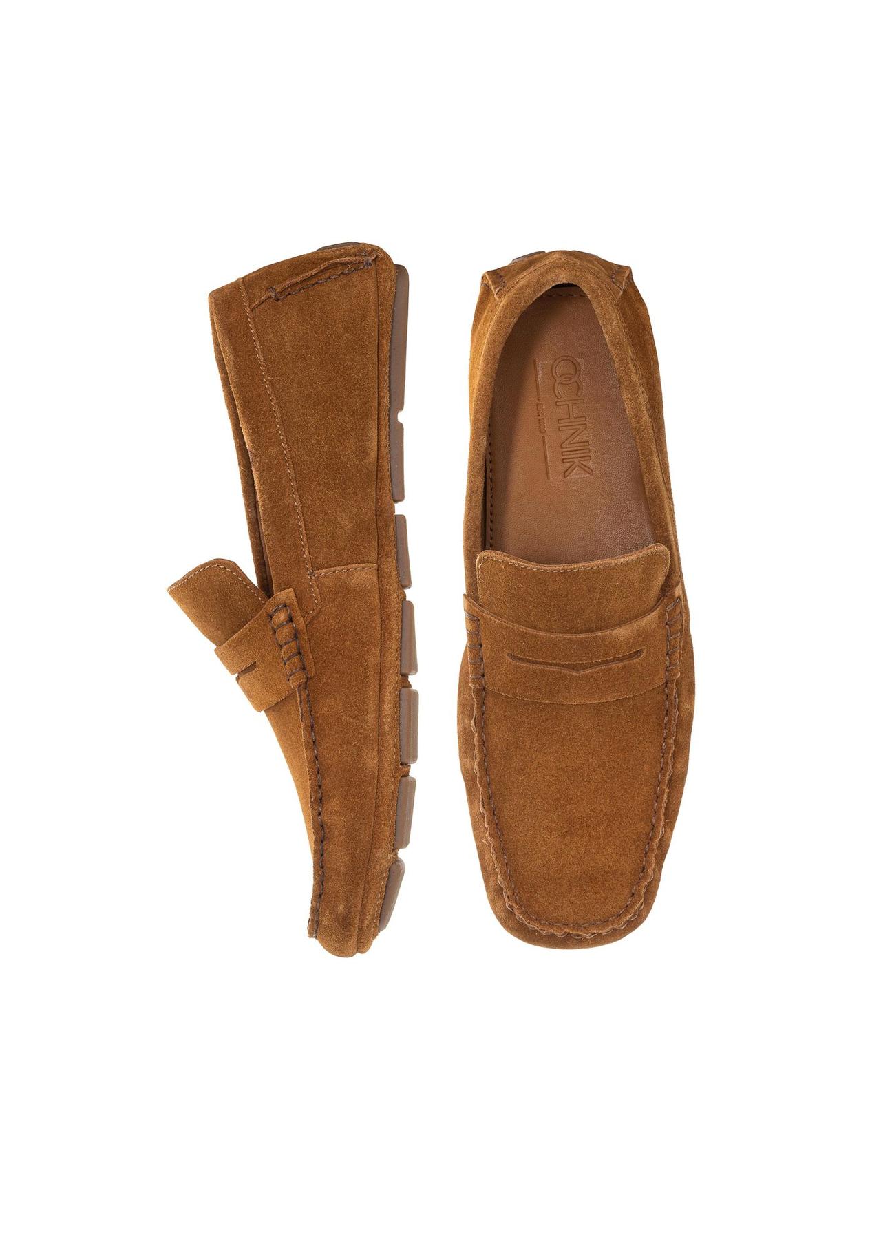 Brown leather men's moccasins BUTYM-0429-83(W23)-05