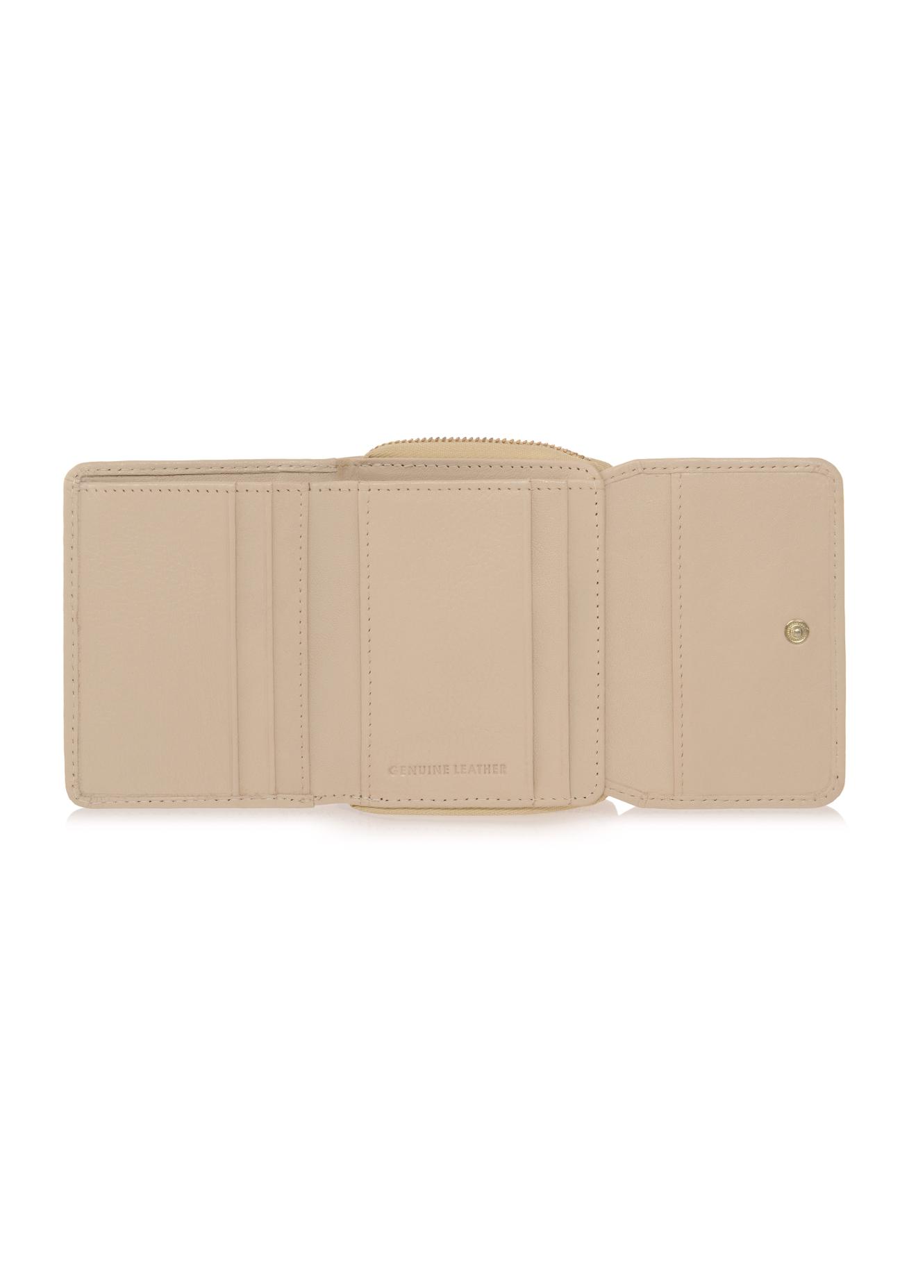 Women's small cream leather wallet PORES-0849A-81(W23)-04