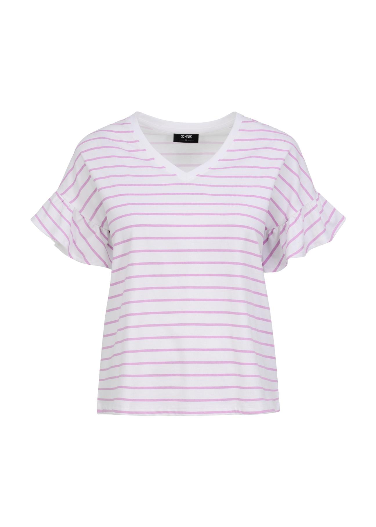 White striped women's blouse BLUDT-0162-72(W23)-04