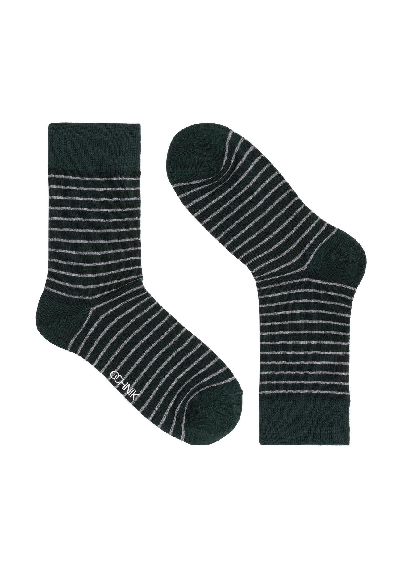 Long green striped men's socks SKAMT-0176-54(Z23)-01