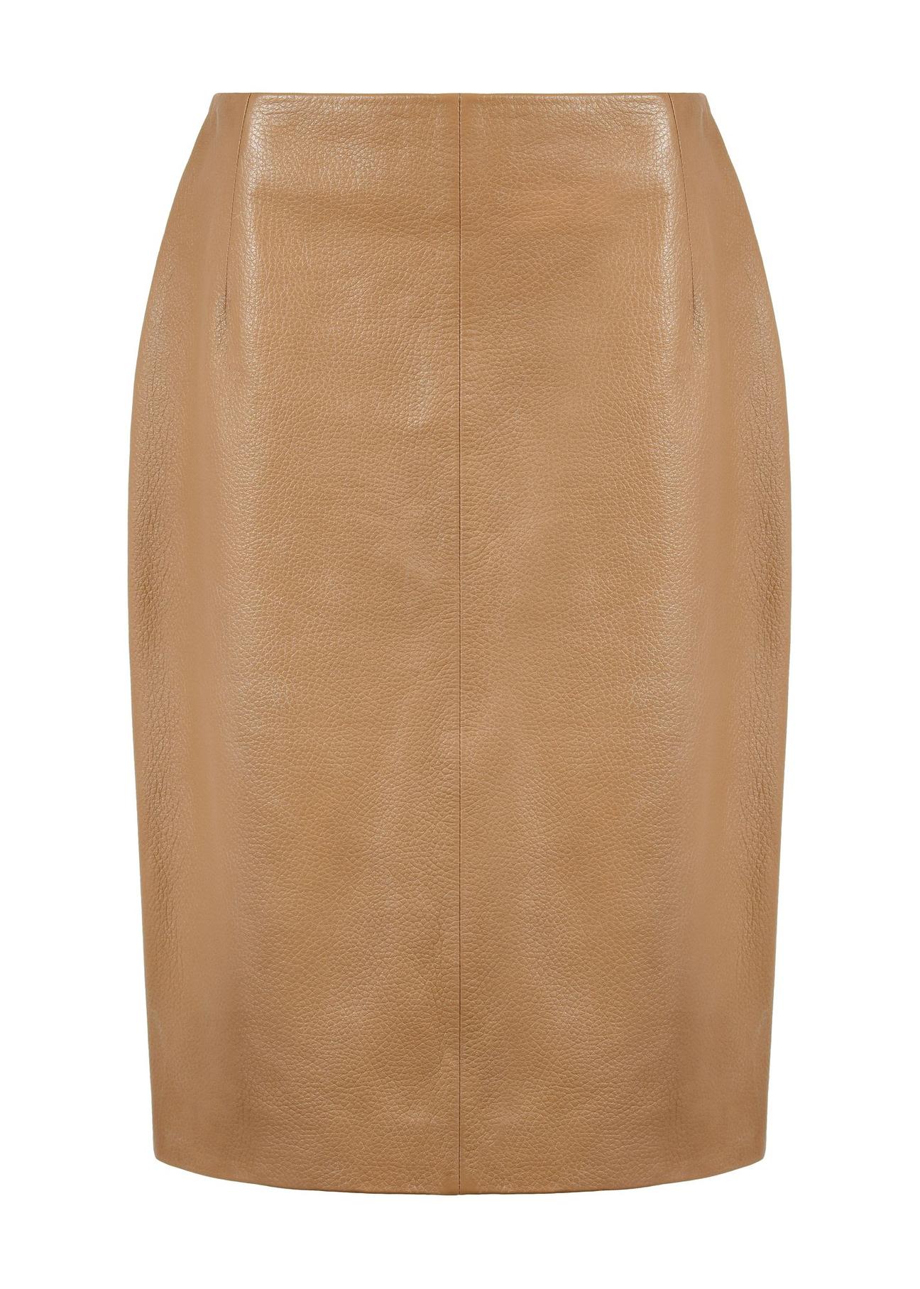 Leather skirt in dark beige color SPCDS-0031-1670(Z24)-03