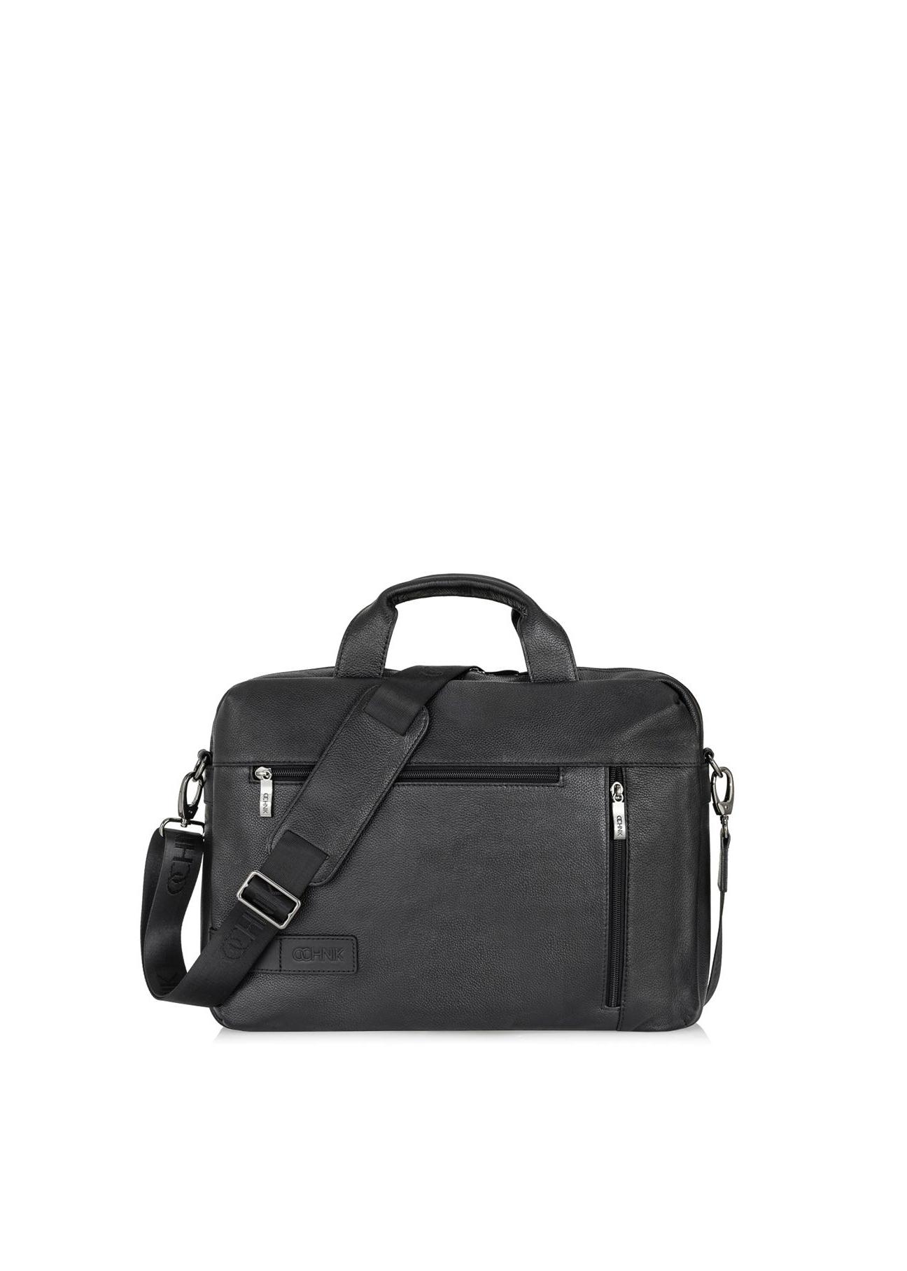 Black leather men's bag TORMS-0250-99(Z23)-01