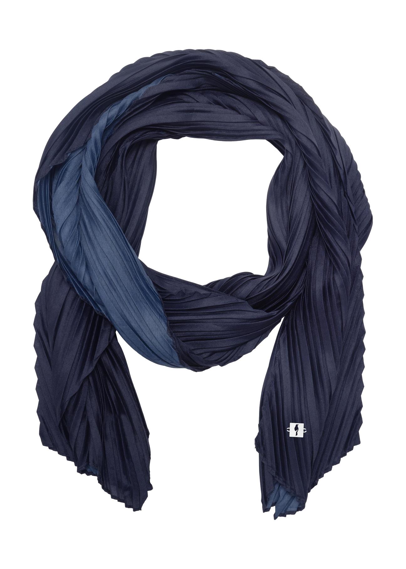 Navy blue women's scarf with crease SZADT-0157-17(W23)-04