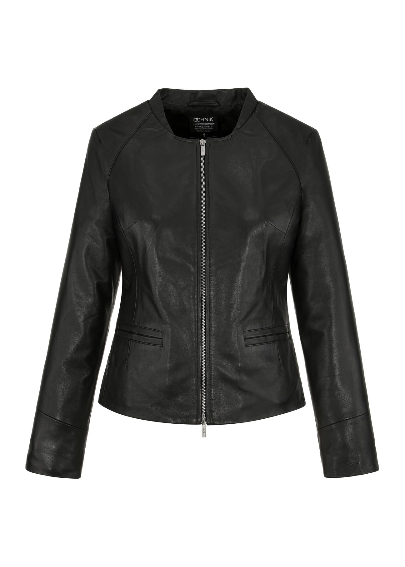 Women's black leather jacket KURDS-0485-1354(W24)-04