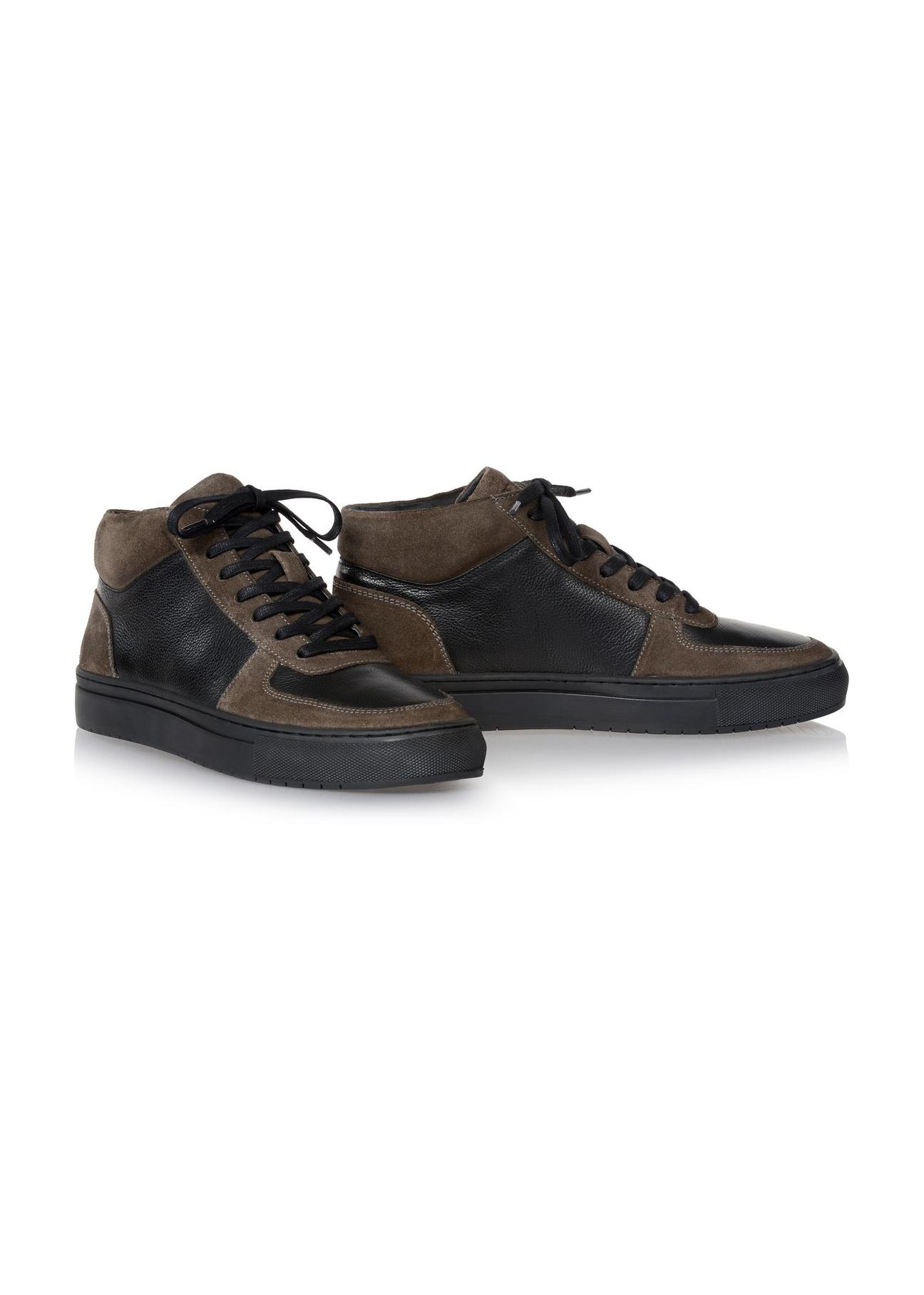 Brown leather men's sneakers BUTYM-0443-89(Z23)-02