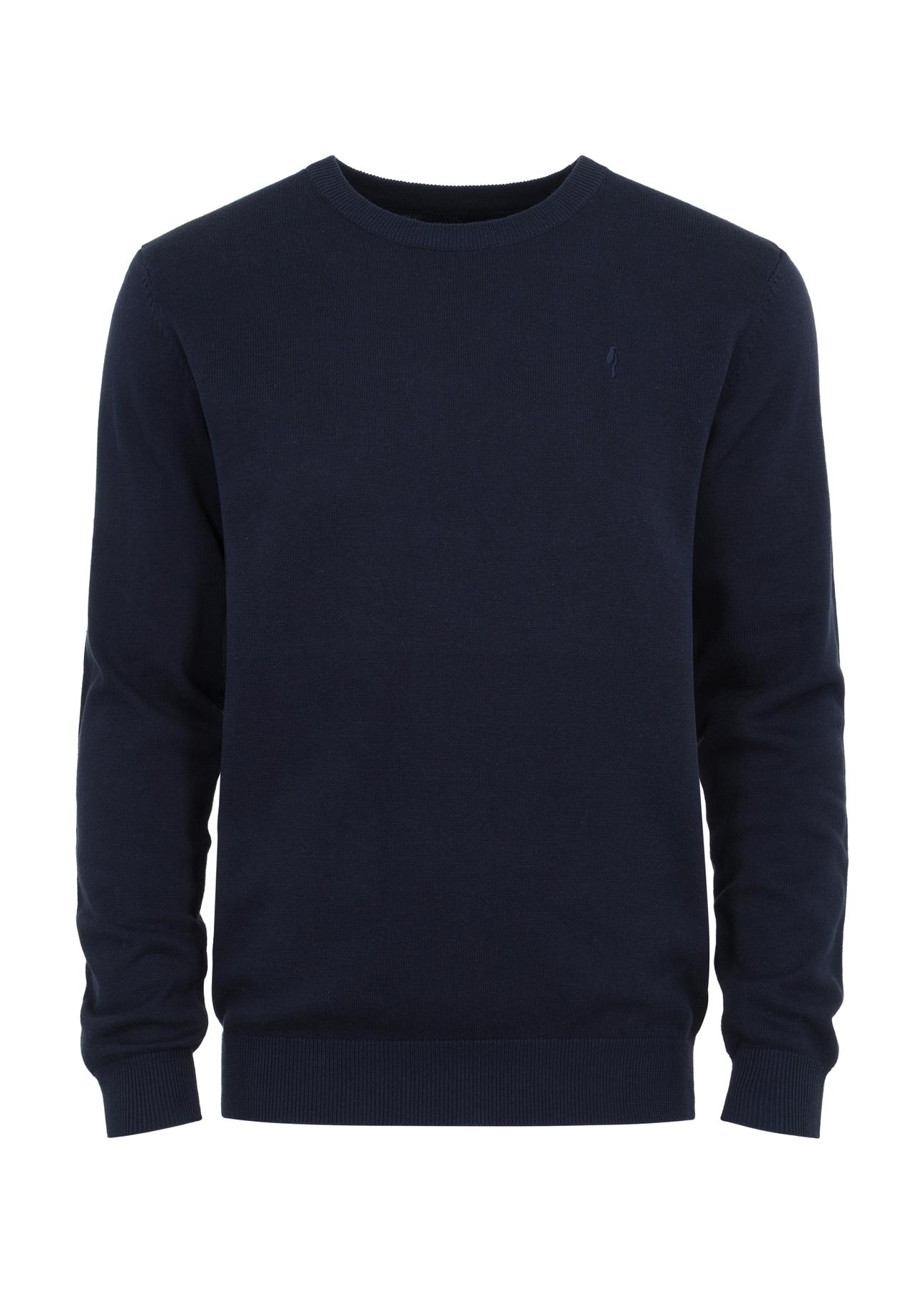 Navy blue men's basic sweater SWEMT-0114-69(Z23)-04