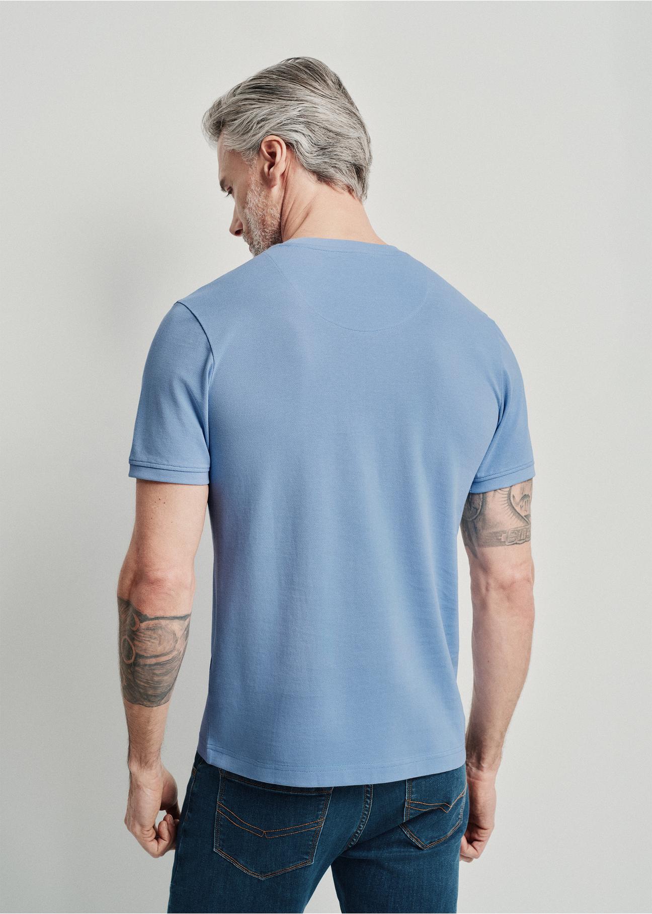 Blue men's basic T-shirt with logo TSHMT-0100-61(W24)-02