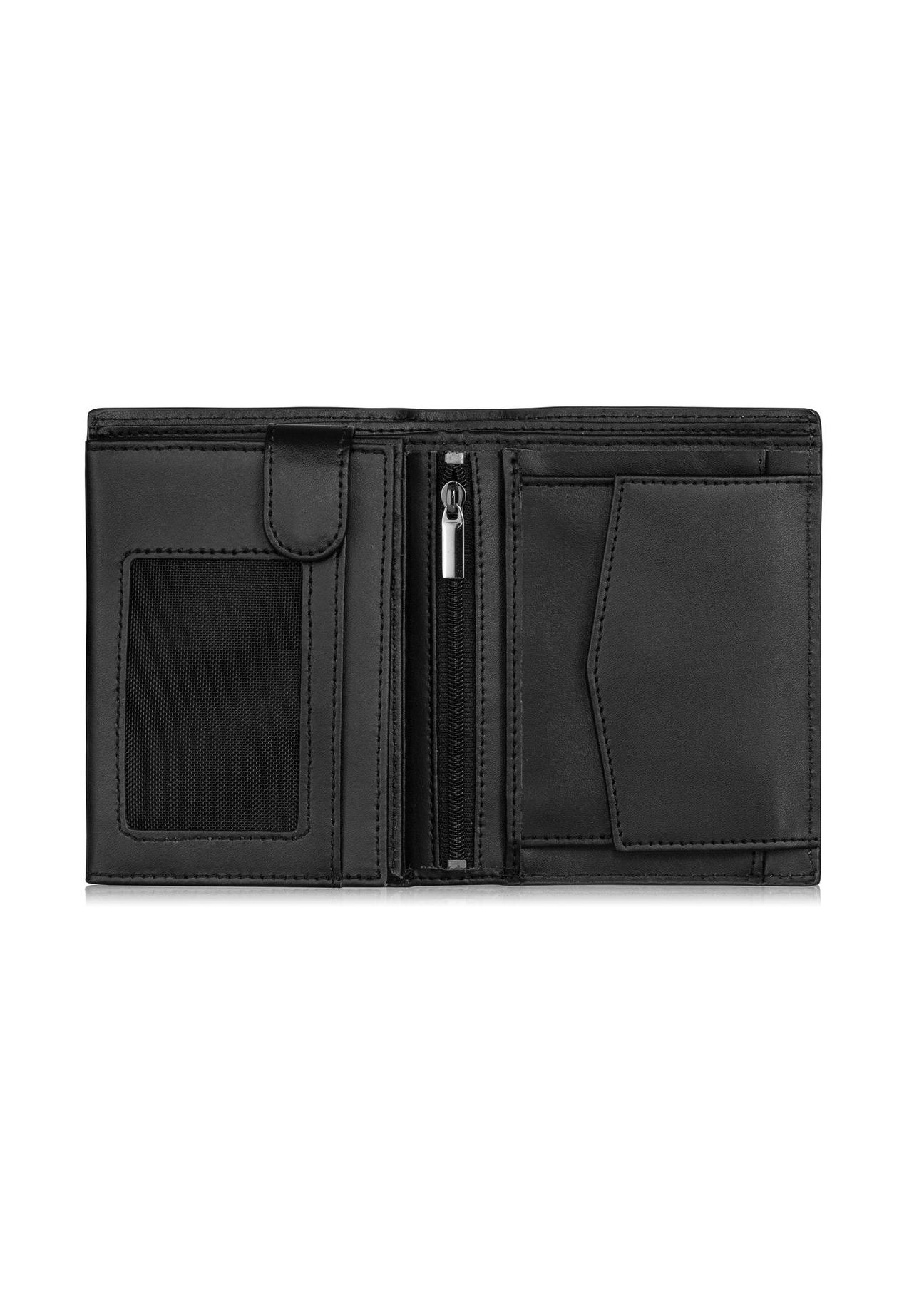 Men's black leather wallet with monogram PORMS-0600-98(Z23)-03