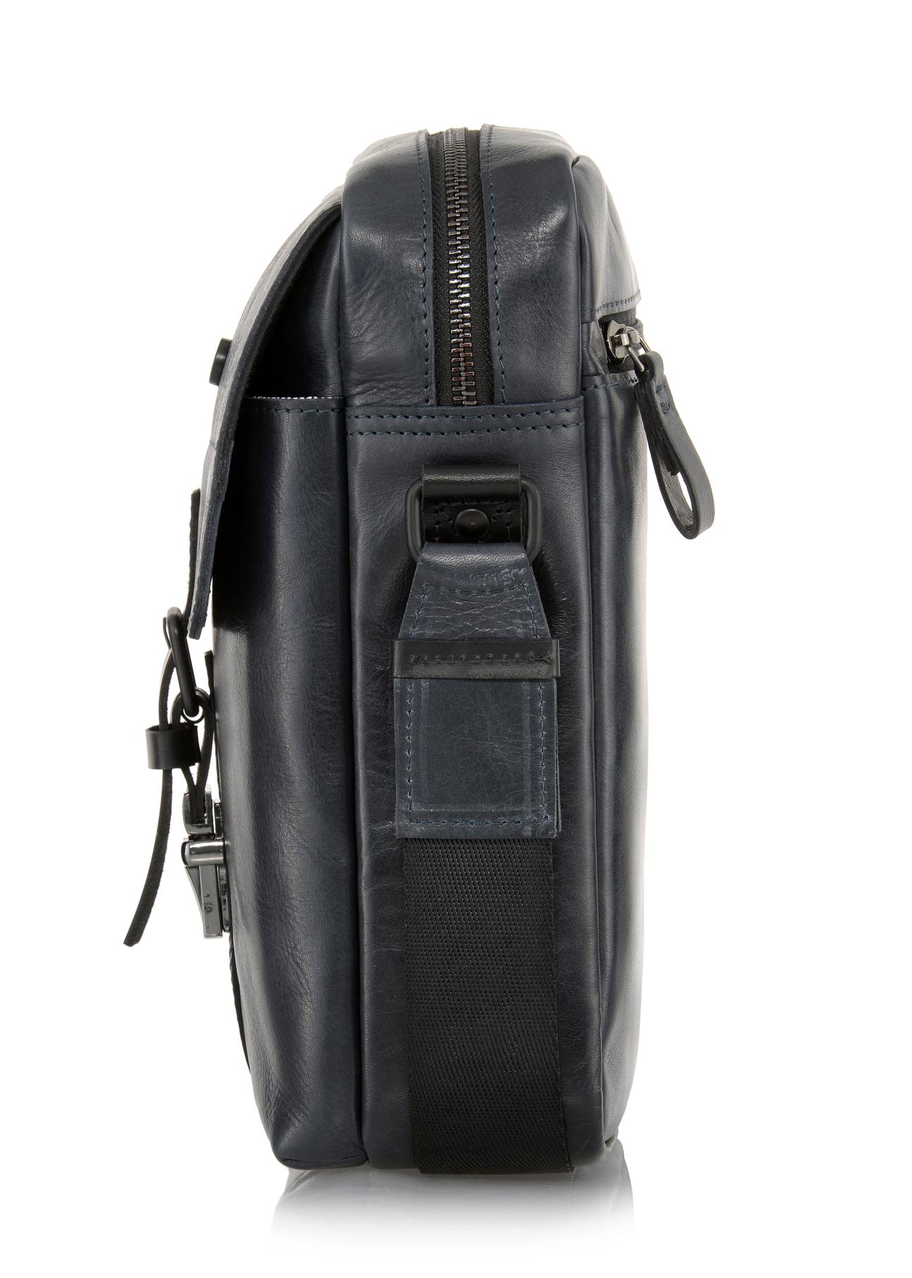 Men's navy blue leather bag TORMS-0104-69(W23)-03