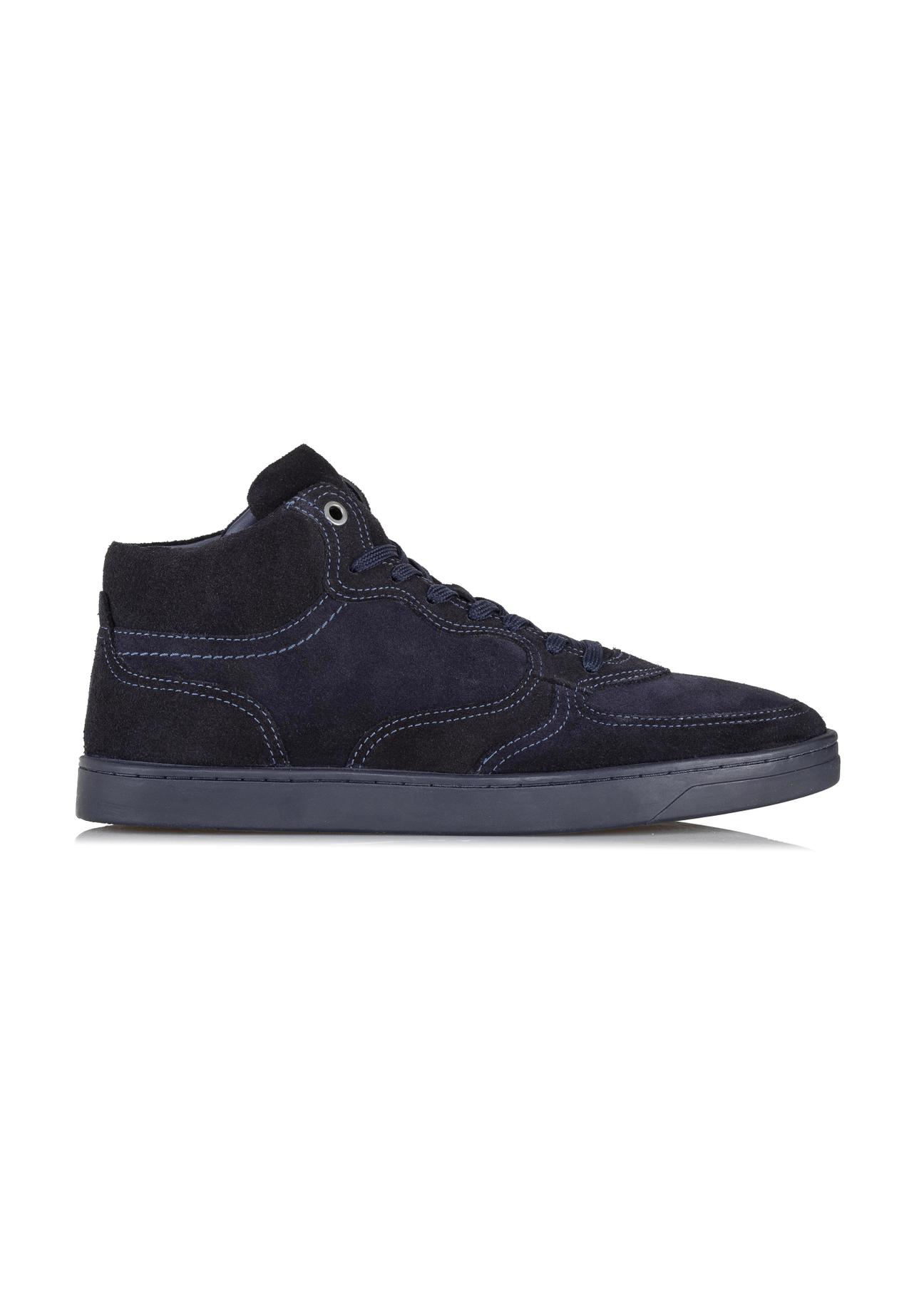 Men's navy blue leather sneakers BUTYM-0446-69(Z23)-01