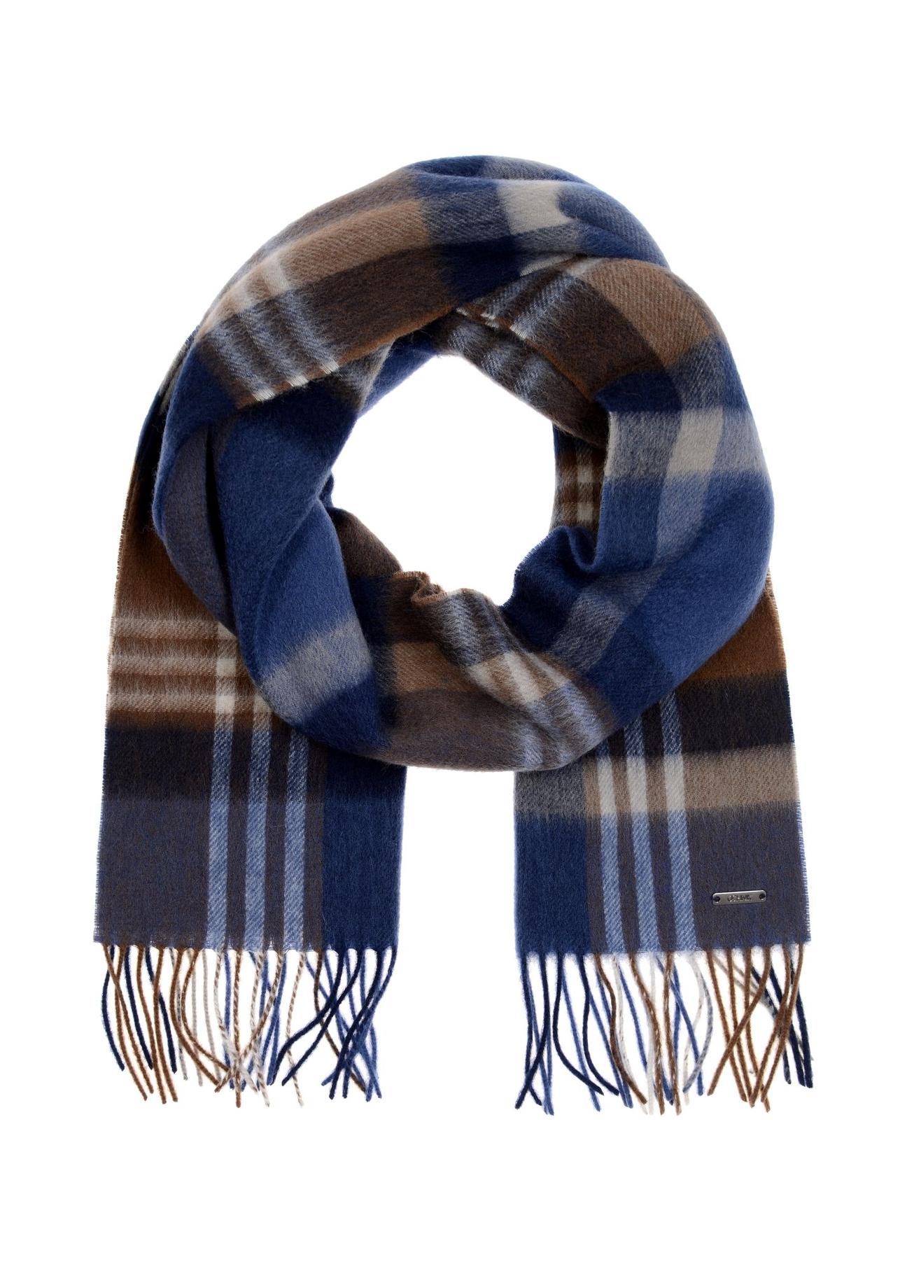 Men's checkered wool scarf SZAMT-0069-15(Z24)-04