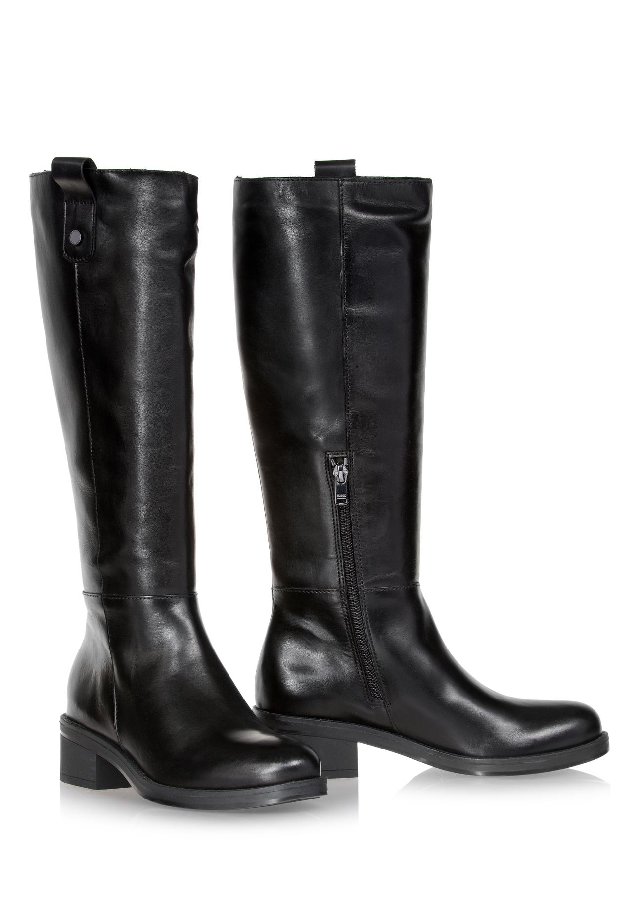 Classic black leather boots for women BUTYD-1002-99(Z23)-04