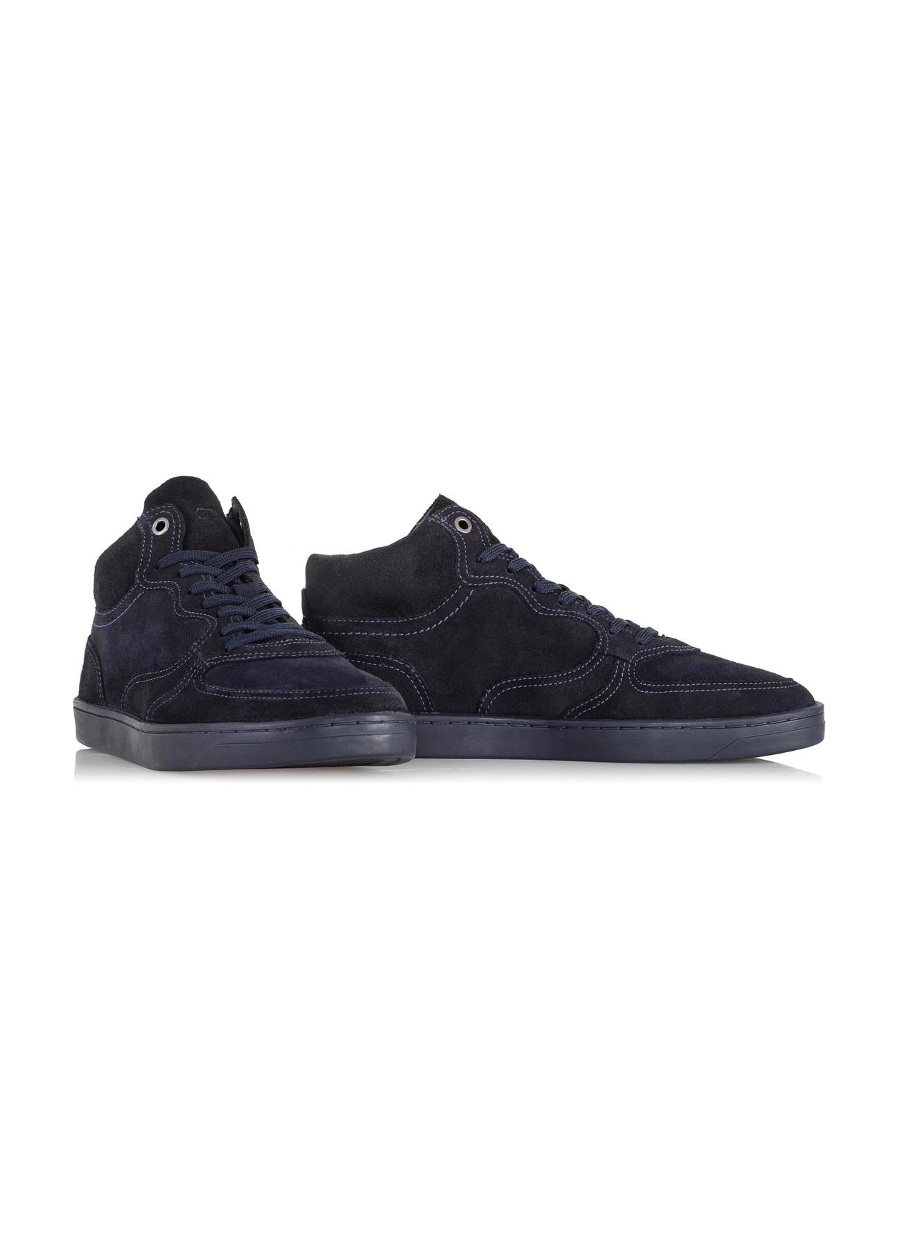 Men's navy blue leather sneakers BUTYM-0446-69(Z23)-02