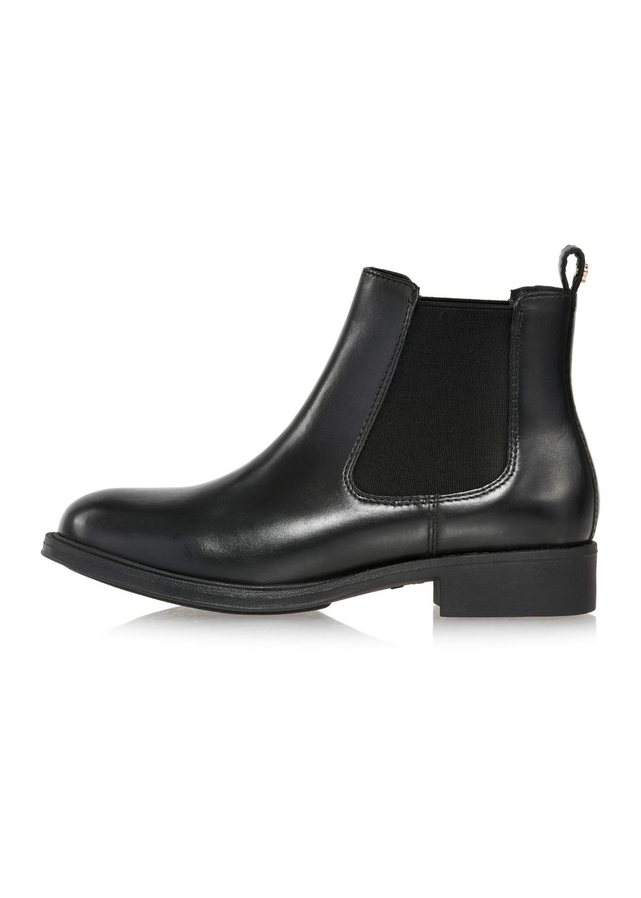 Black leather short women's Chelsea boots BUTYD-1116-99(Z24)-05