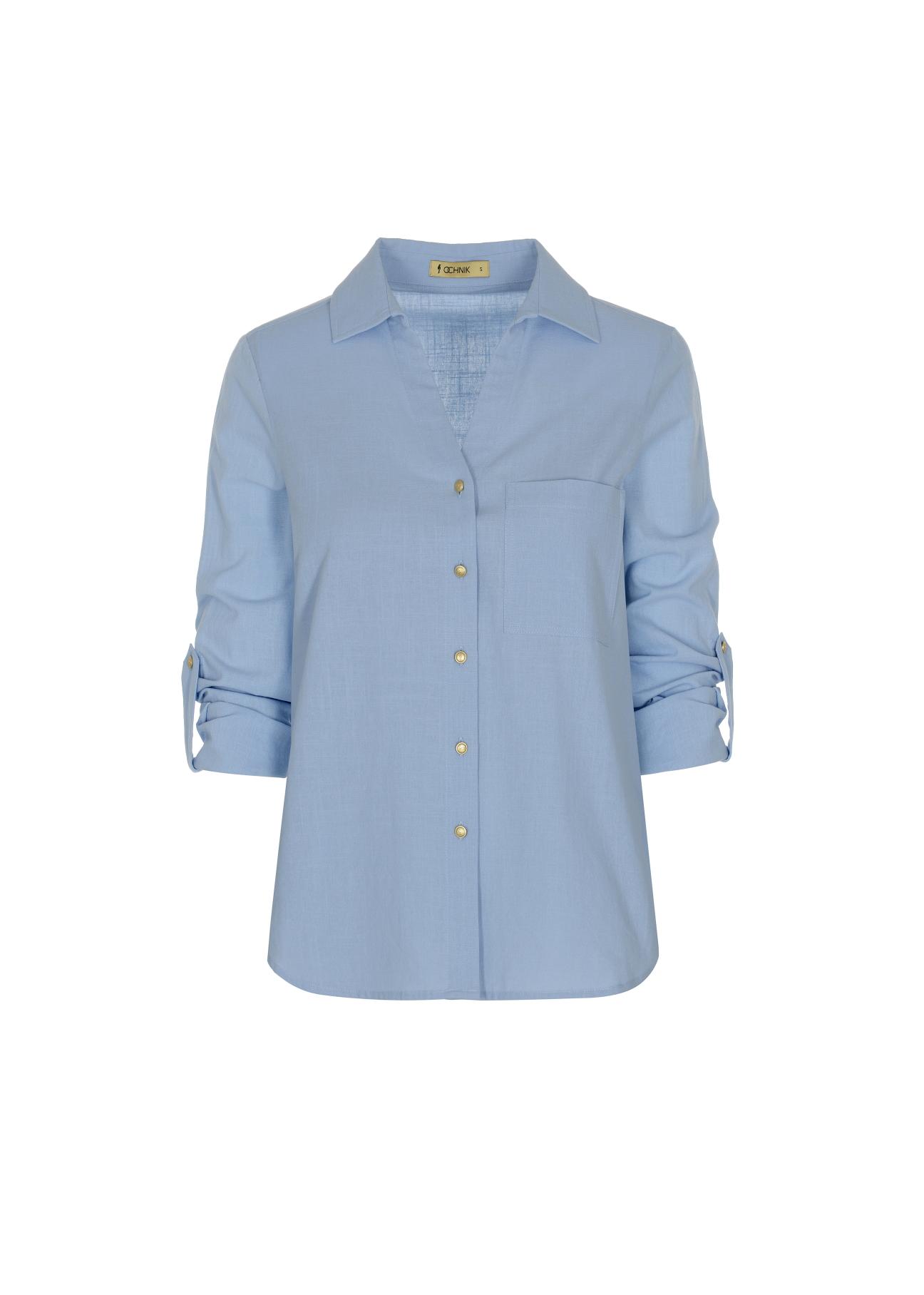 Blue cotton shirt for women KOSDT-0092-62(W22)-04