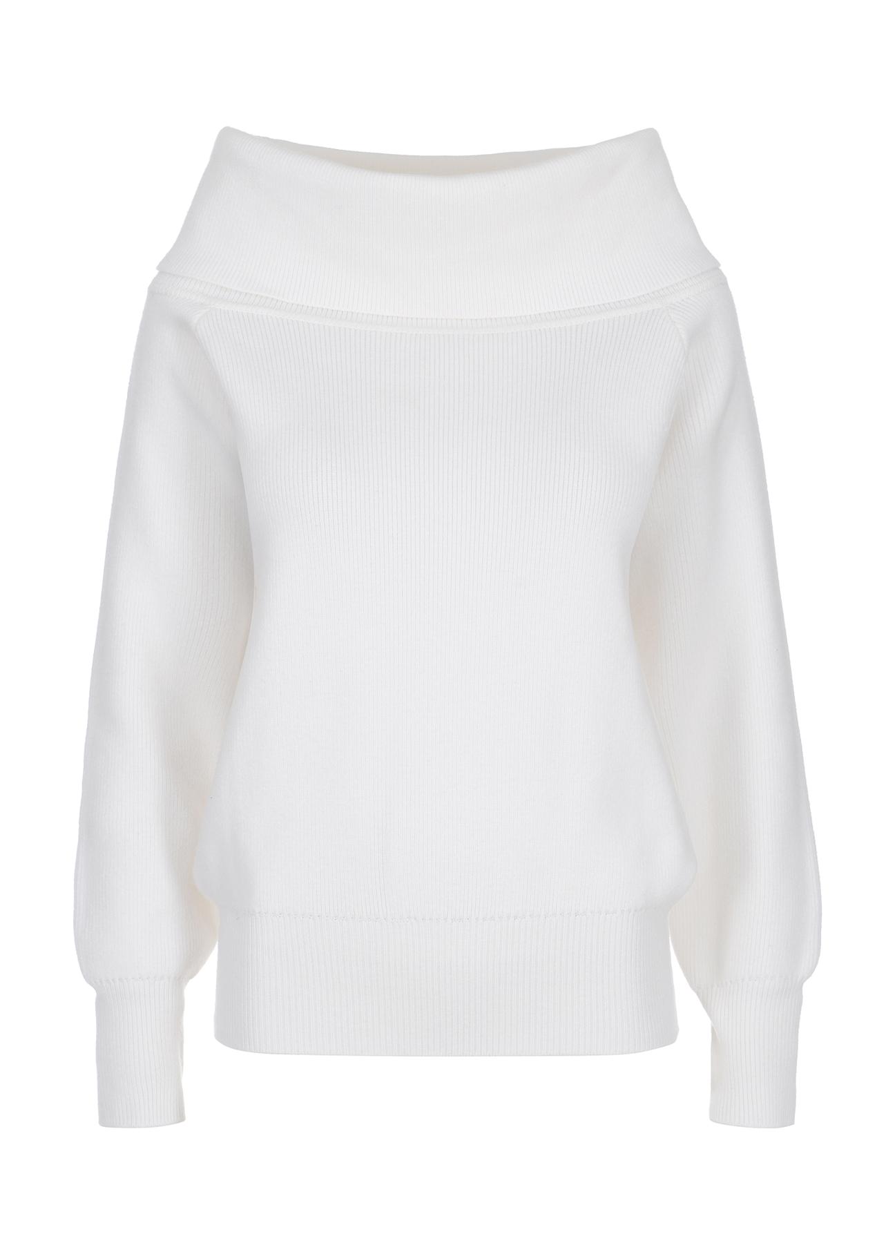 Cream women's sweater with spacious collar SWEDT-0181-12(Z23)-04