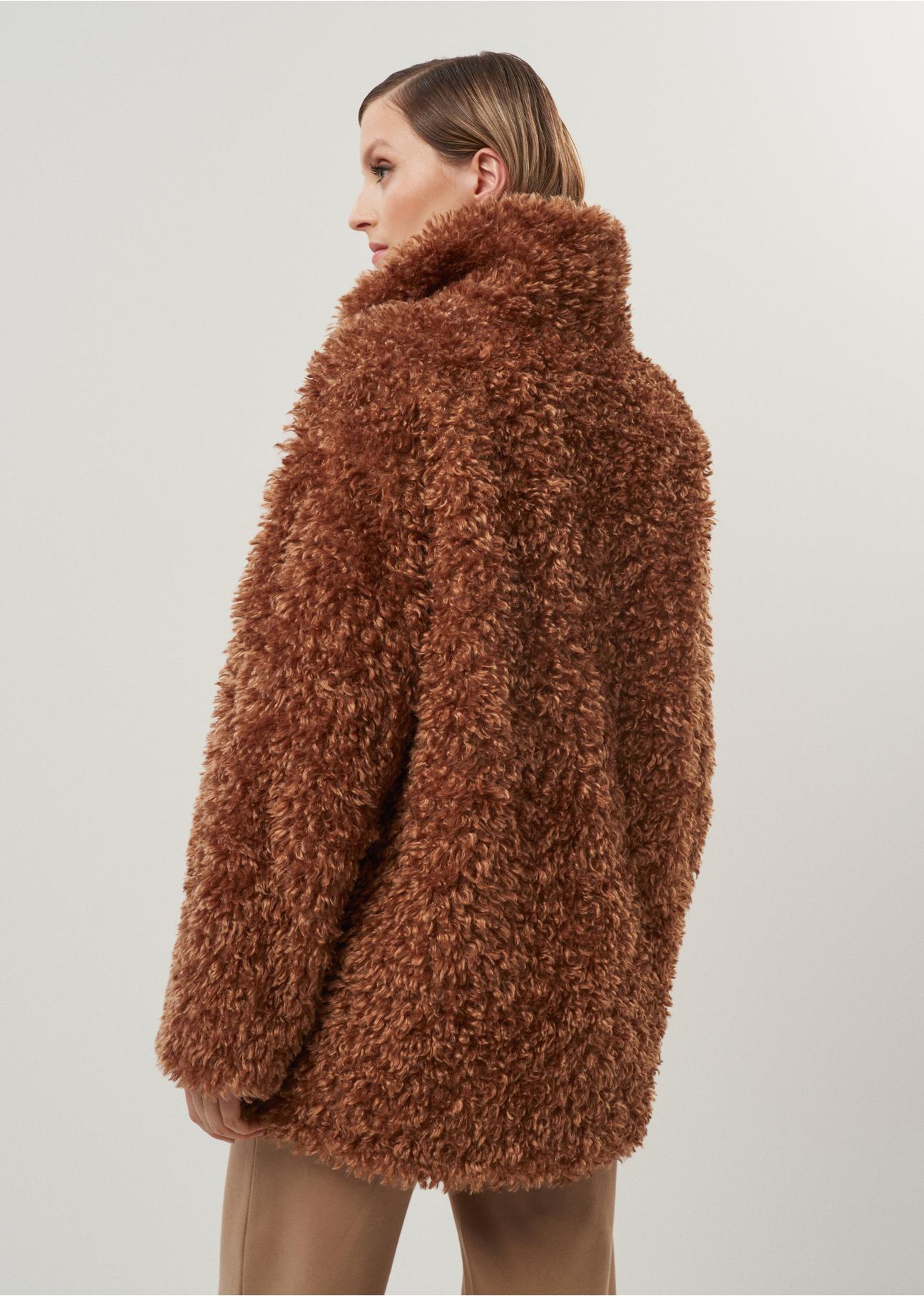 Women's fur coat in brown FUTDP-0040-24(Z23)-03