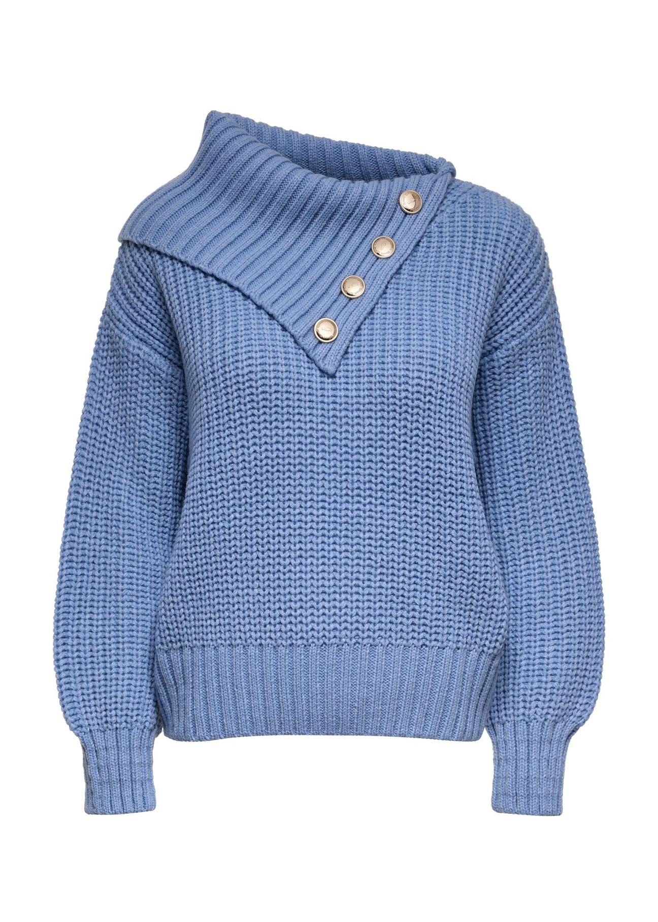 Blue sweater with collar SWEDT-0218-60(Z24)-04