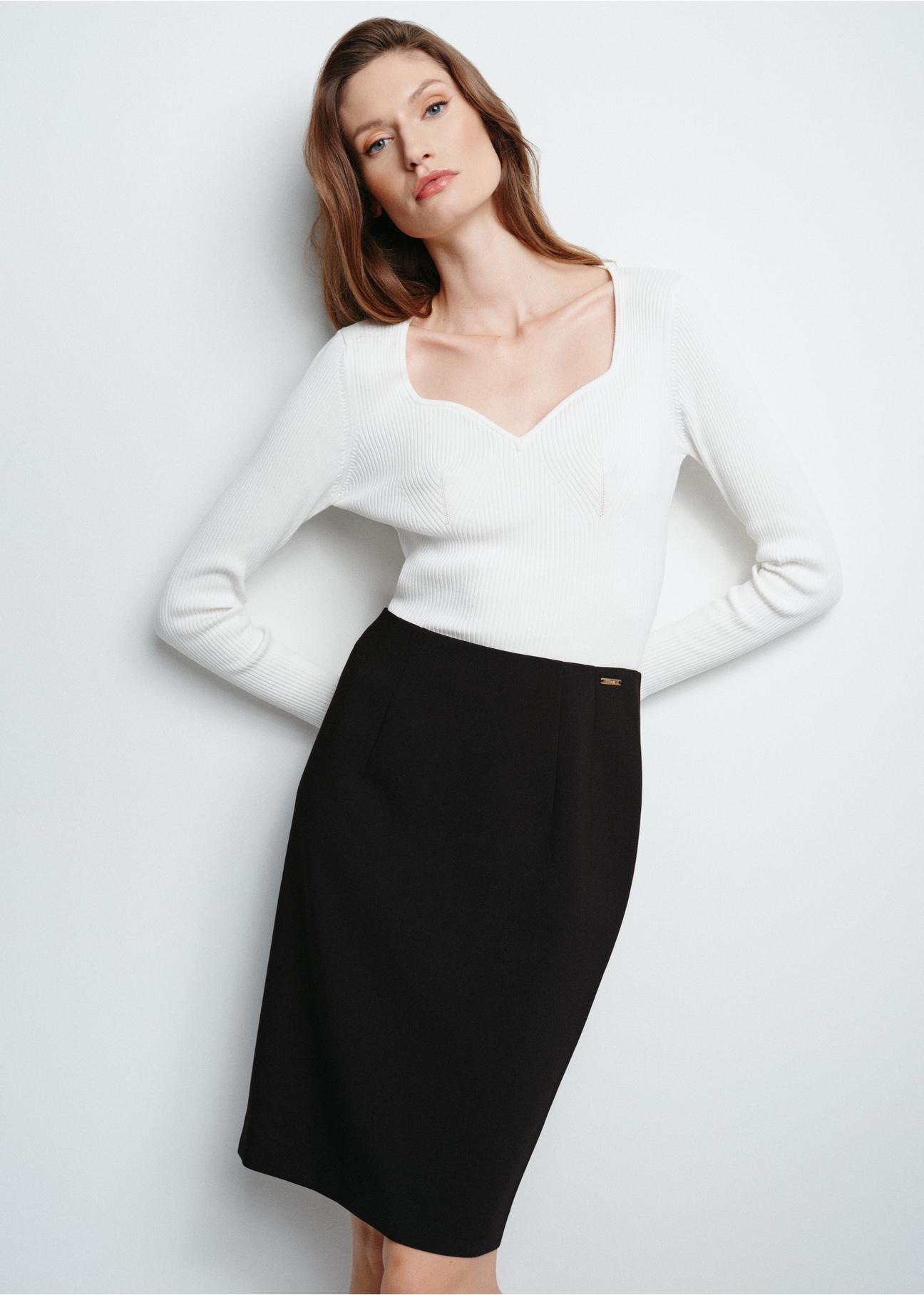 Classic black pencil skirt SPCDT-0088-99(W24)-01