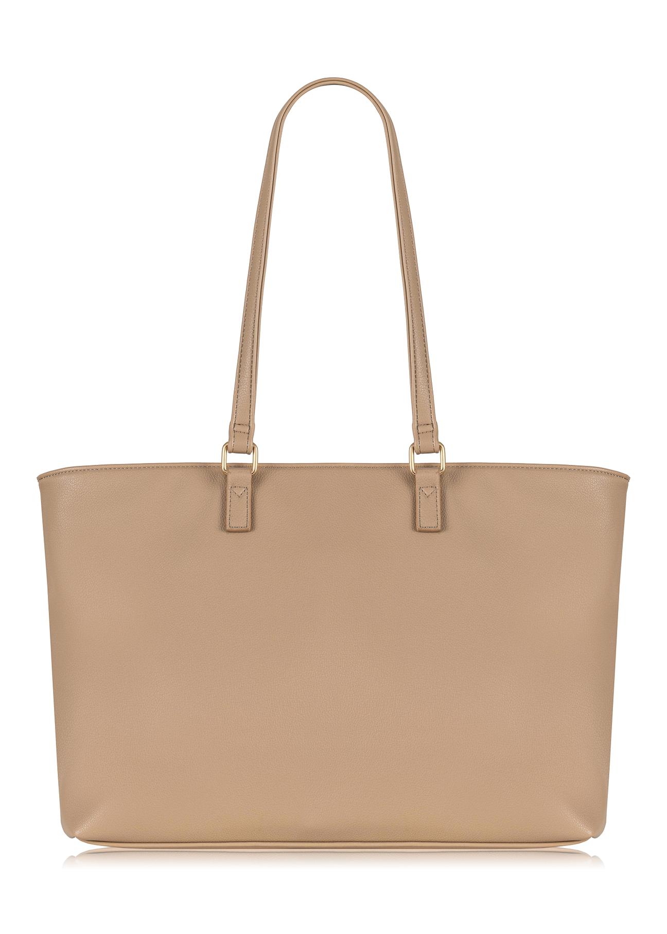 Beige women's handbag with pocket TOREC-0753-81(W23)-04