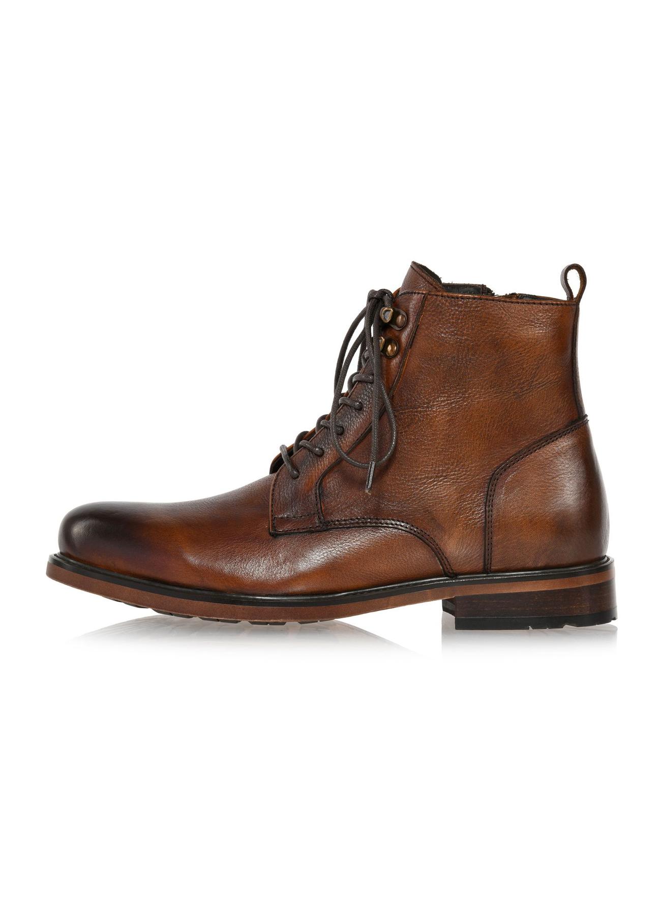 Brown leather men's boots BUTYM-0469-89(Z24)-05