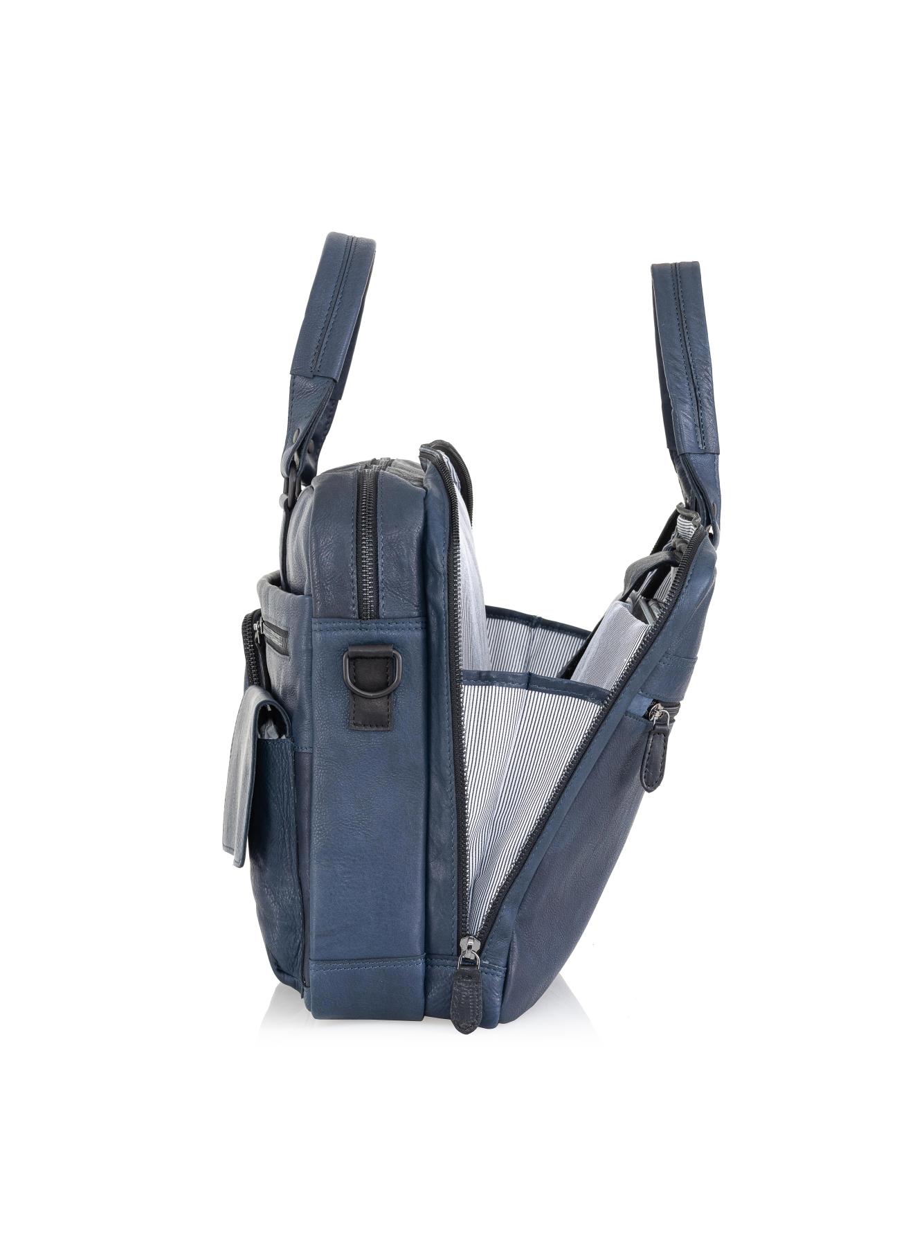 Men's navy blue leather bag TORMS-0047N-69(Z24)-03