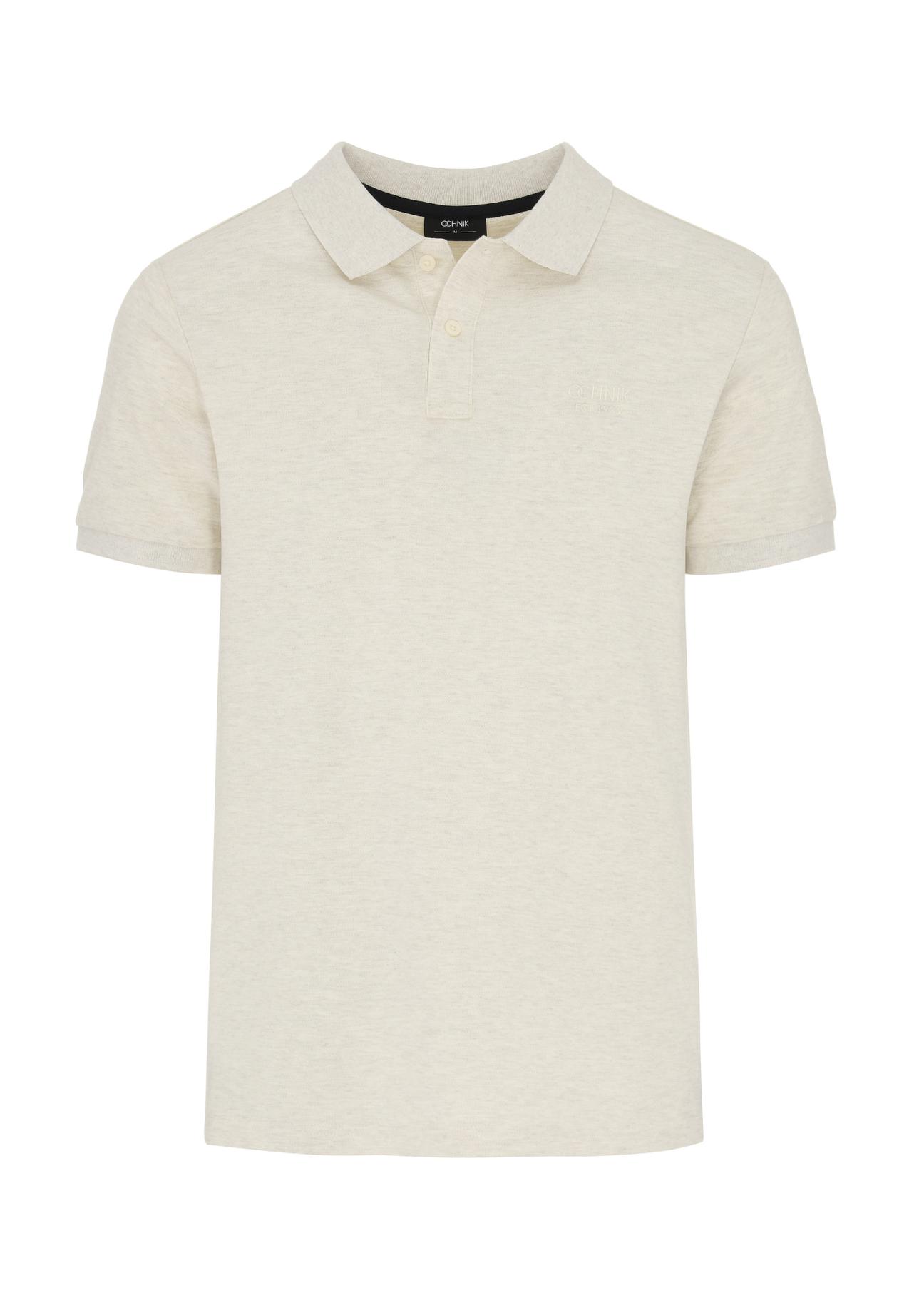 Cream men's polo shirt POLMT-0070-11(W24)-03