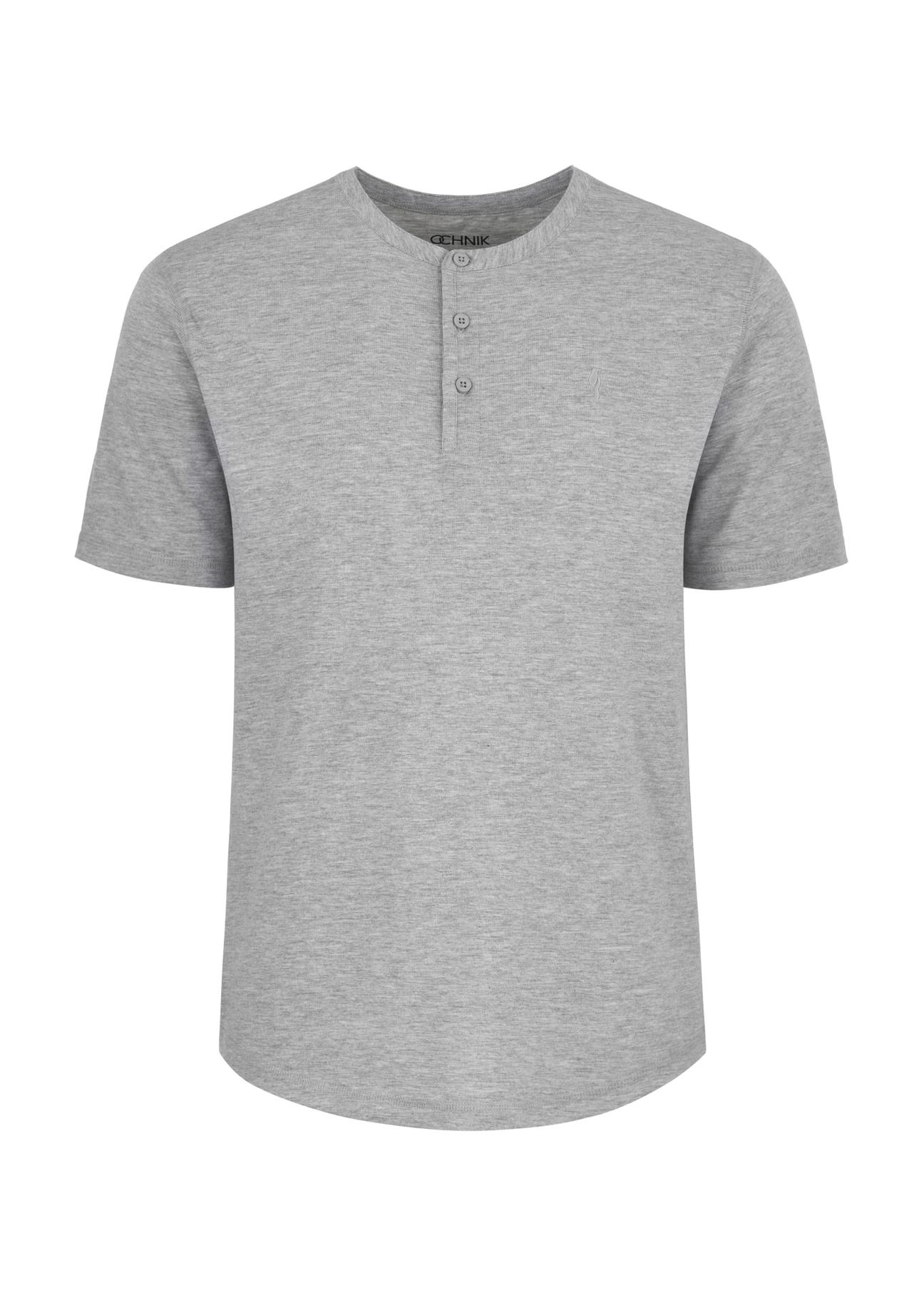 Grey men's henley T-shirt TSHMT-0104-91(W24)-03