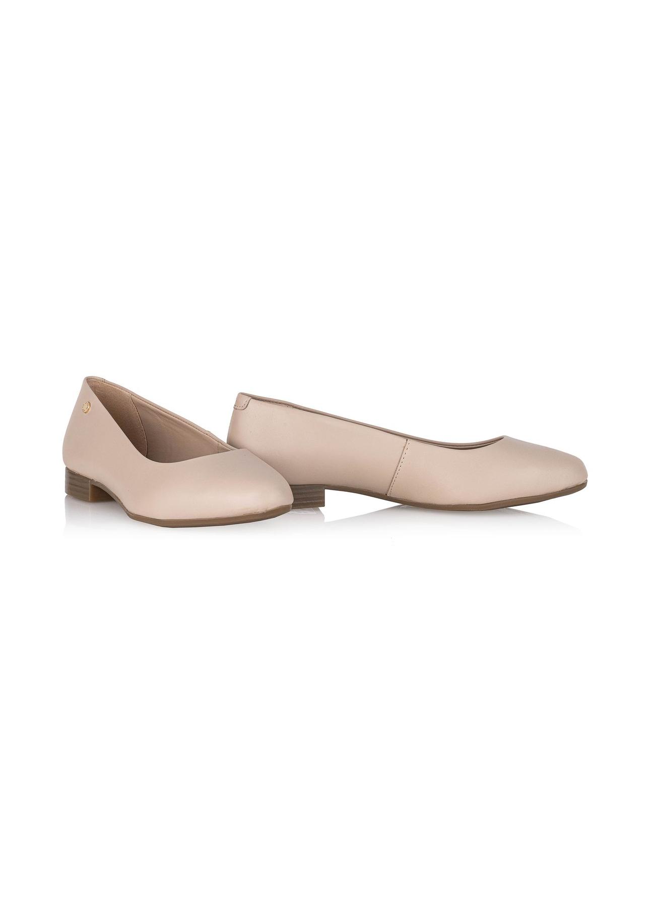 Beige leather women's ballerinas BUTYD-1049A-81(Z24)-04