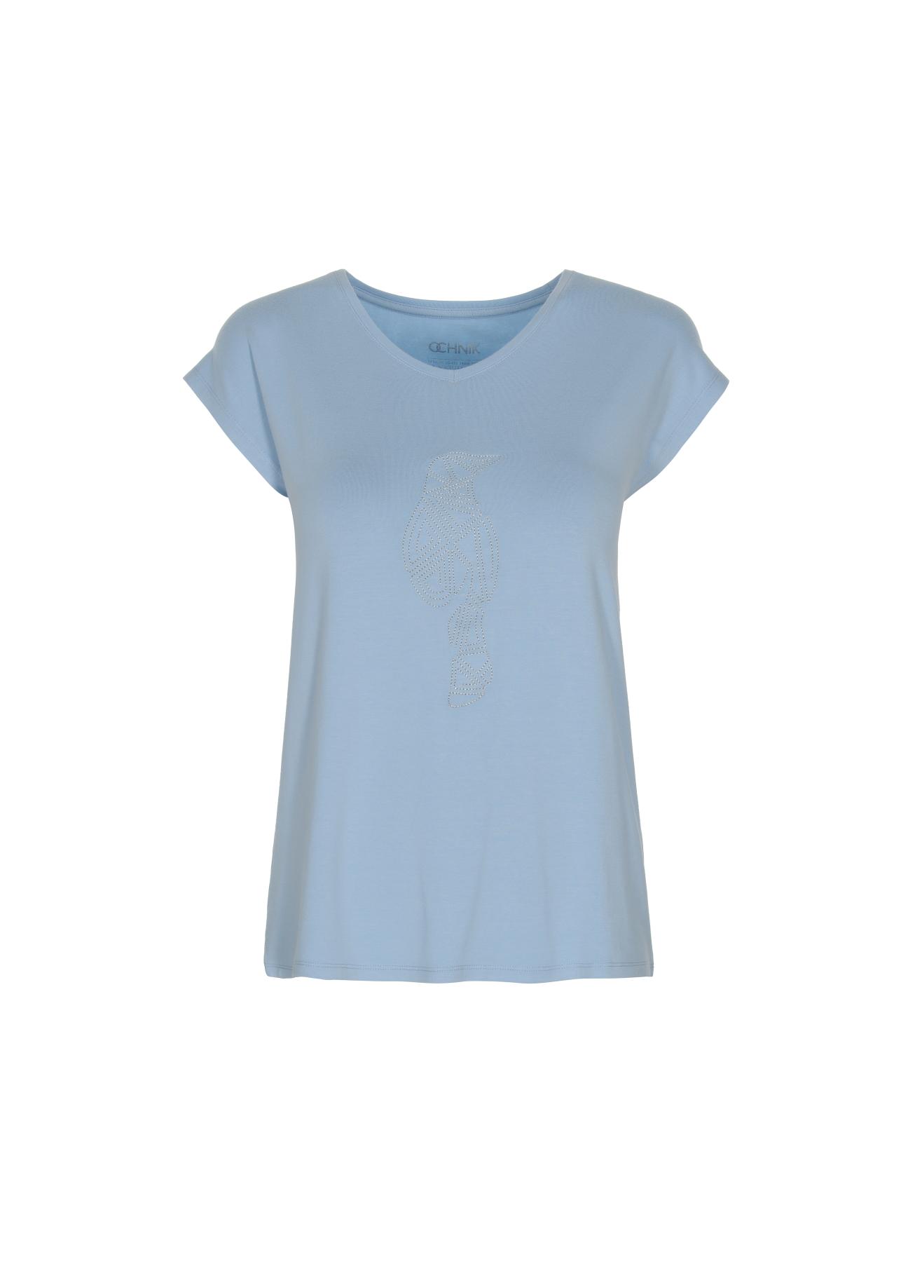 Light blue Women's T-shirt with applique TSHDT-0066-62(W22)-03