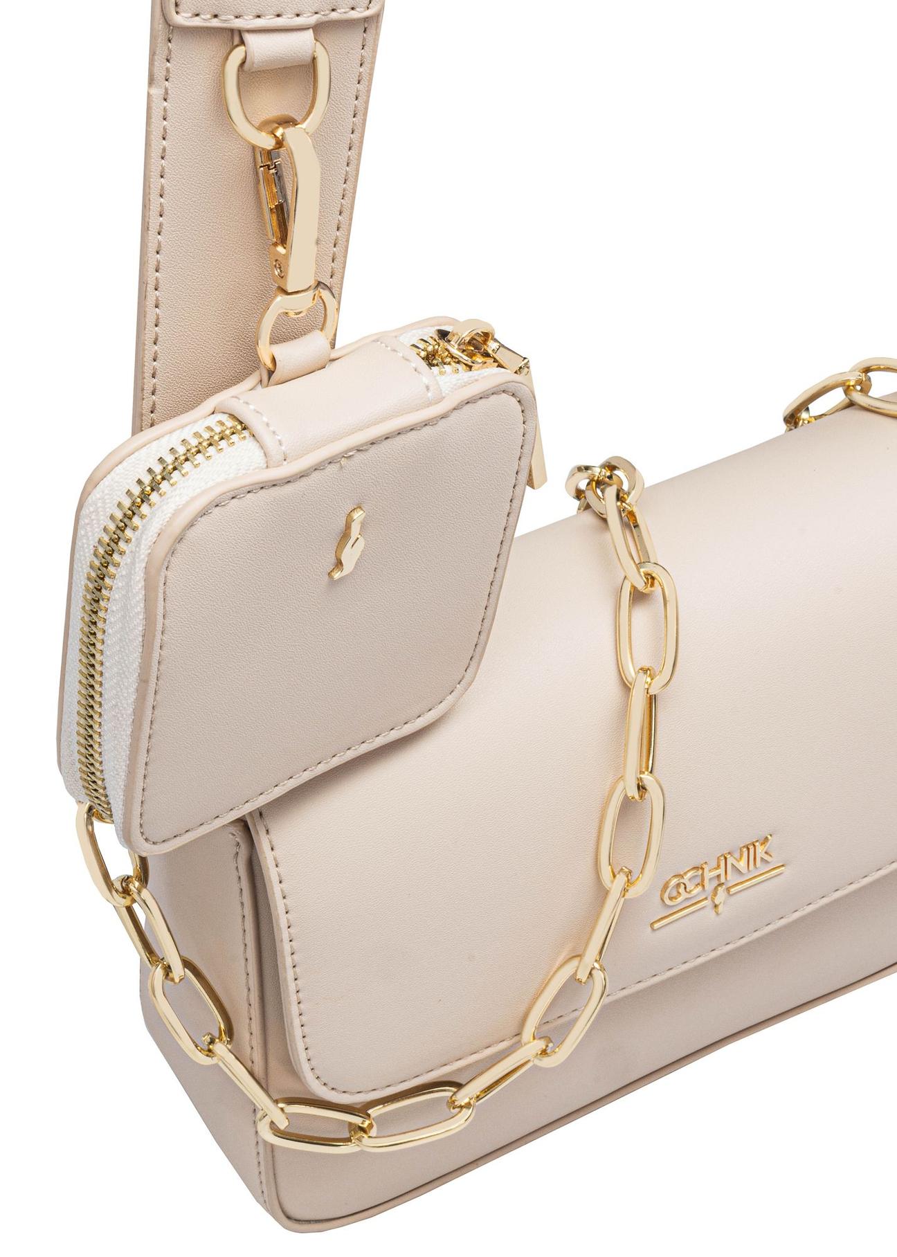 Cream women's messenger bag with chain TOREC-0767B-12(W25)