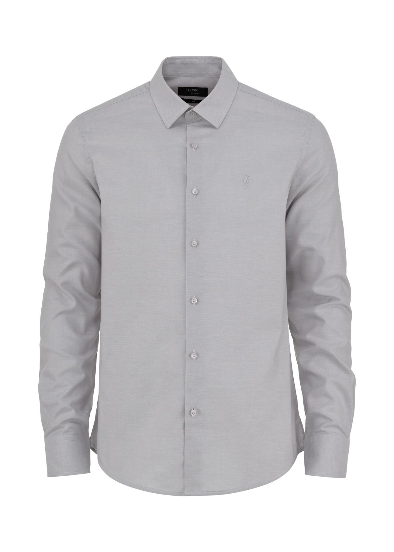 Grey men's slim shirt KOSMT-0302-80(W24)-03