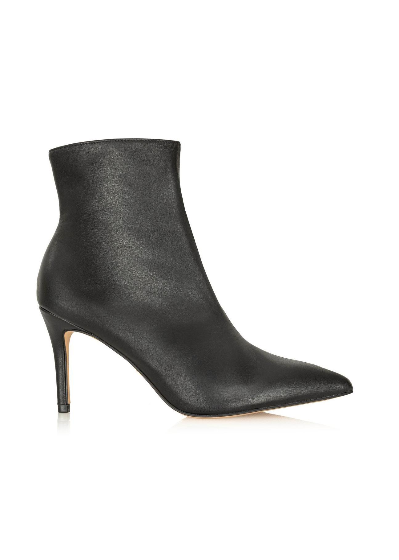 Black leather ankle boots with high heel BUTYD-1122-99(Z24)