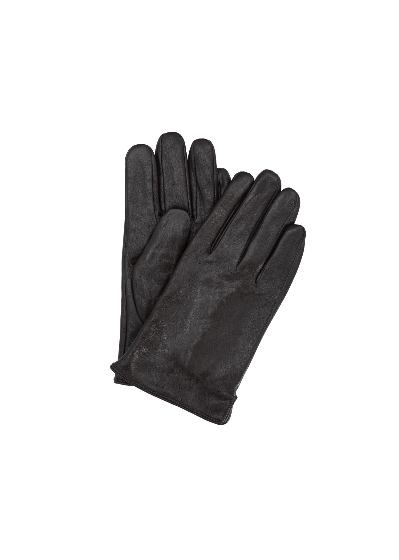 Brown leather gloves for men REKMS-0009-90(Z24)-01