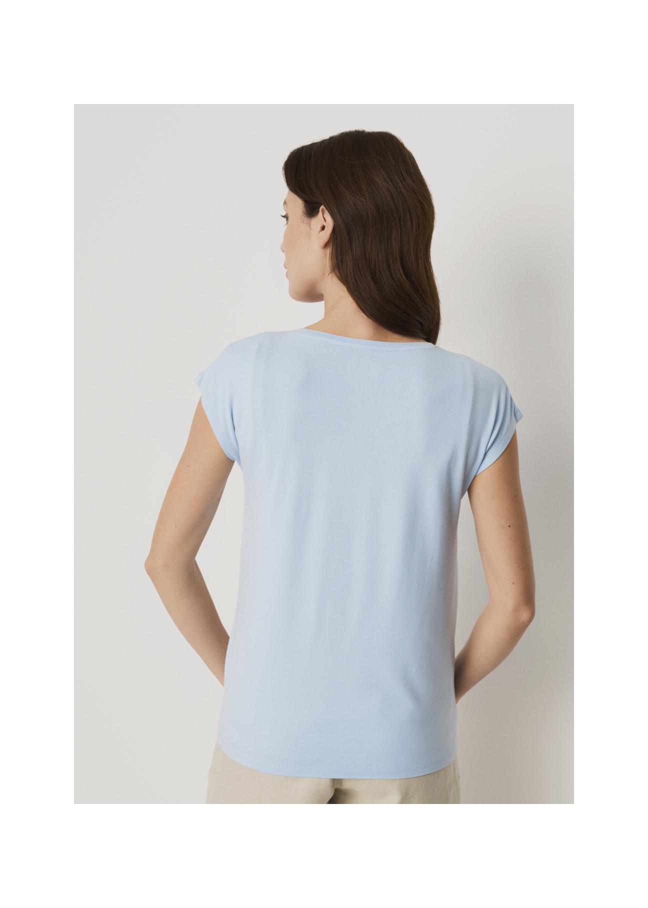 Light blue Women's T-shirt with applique TSHDT-0066-62(W22)-06