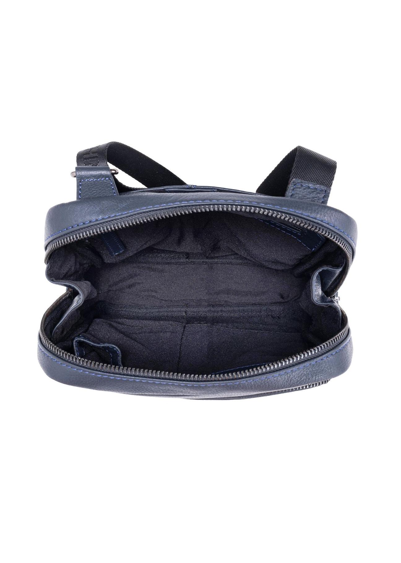 Men's navy blue leather zipper bag TORMS-0016A-69(W24)-05