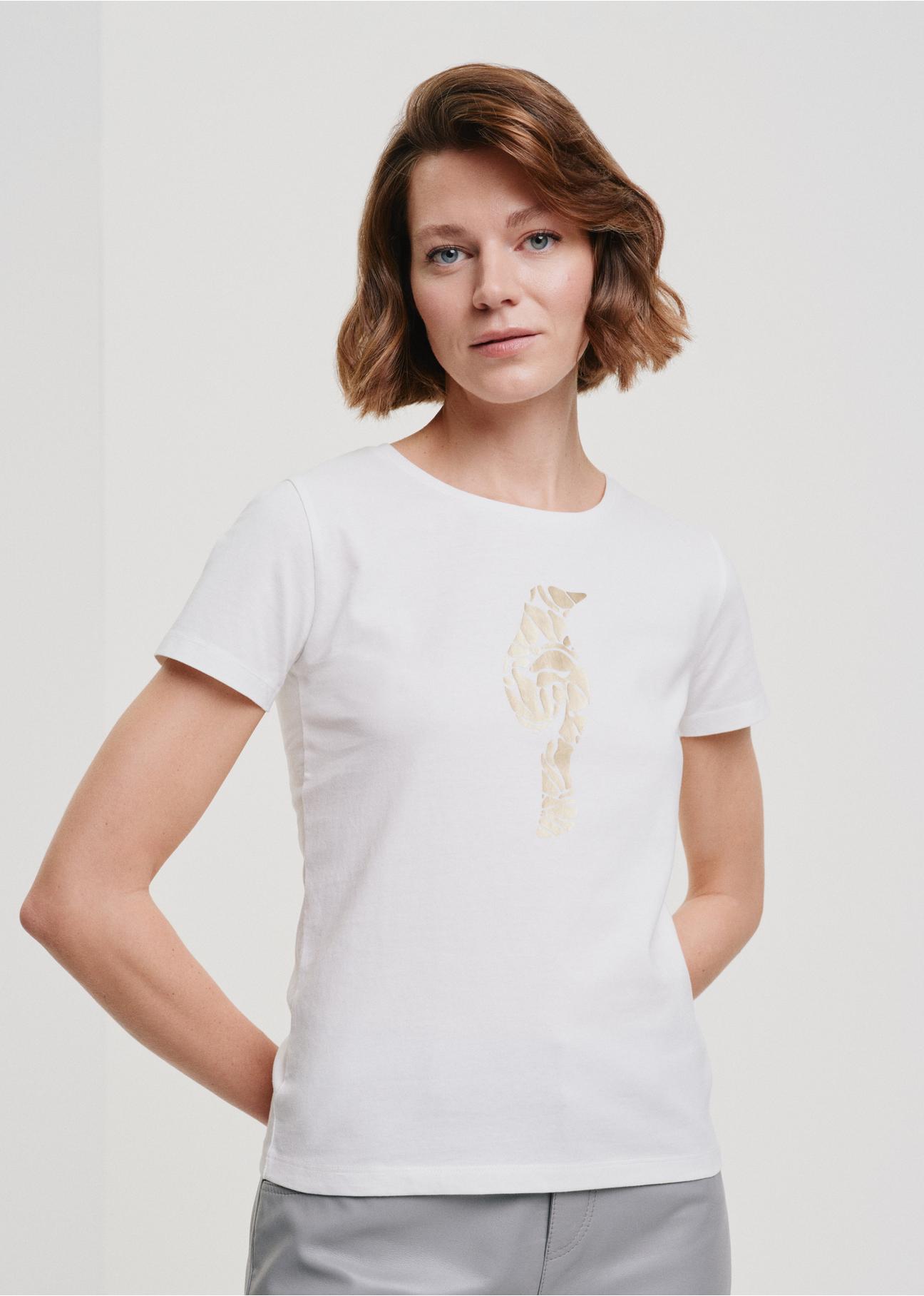 Women's cream t-shirt with oriole TSHDT-0124-12(W24)-01