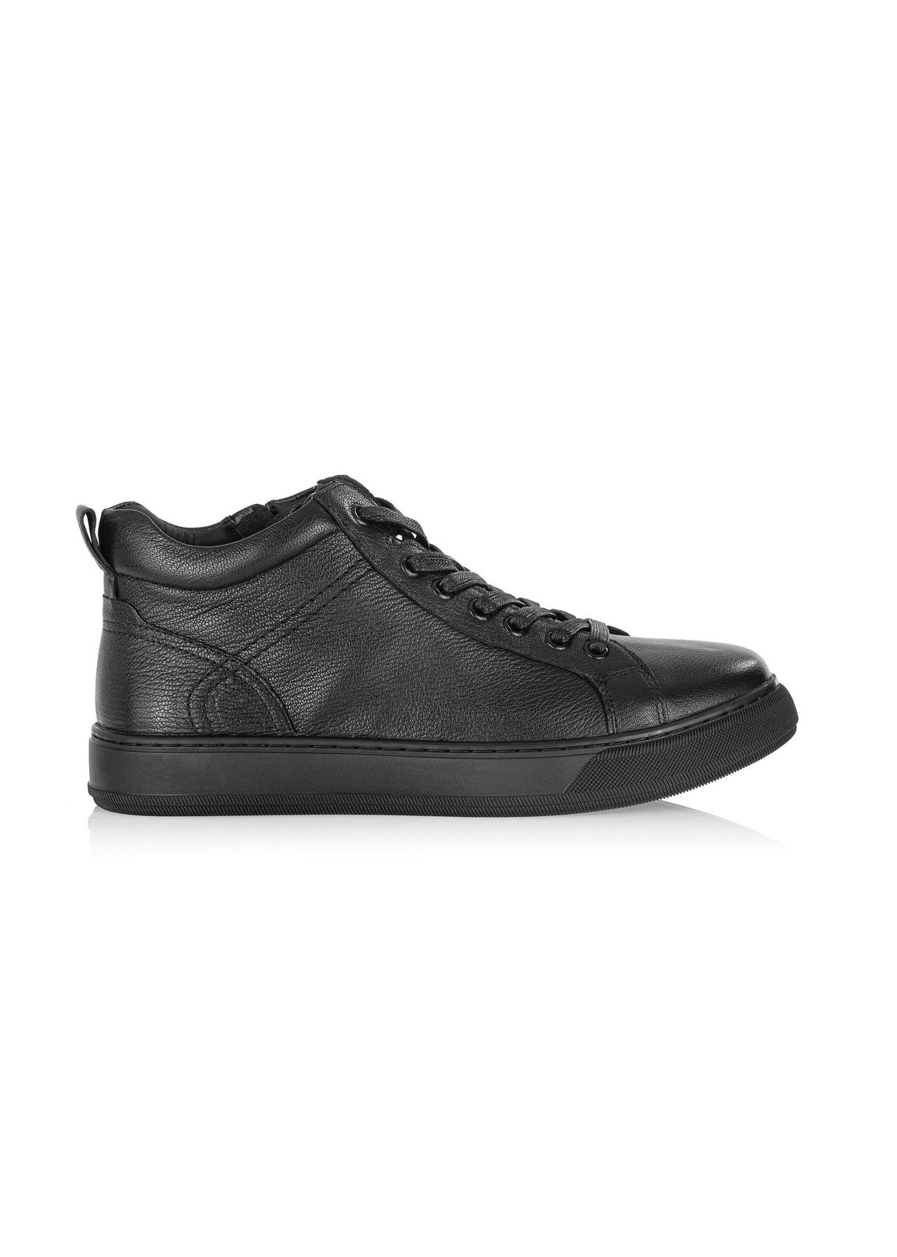 Black leather men's sneakers BUTYM-0466-99(Z24) pic. 1