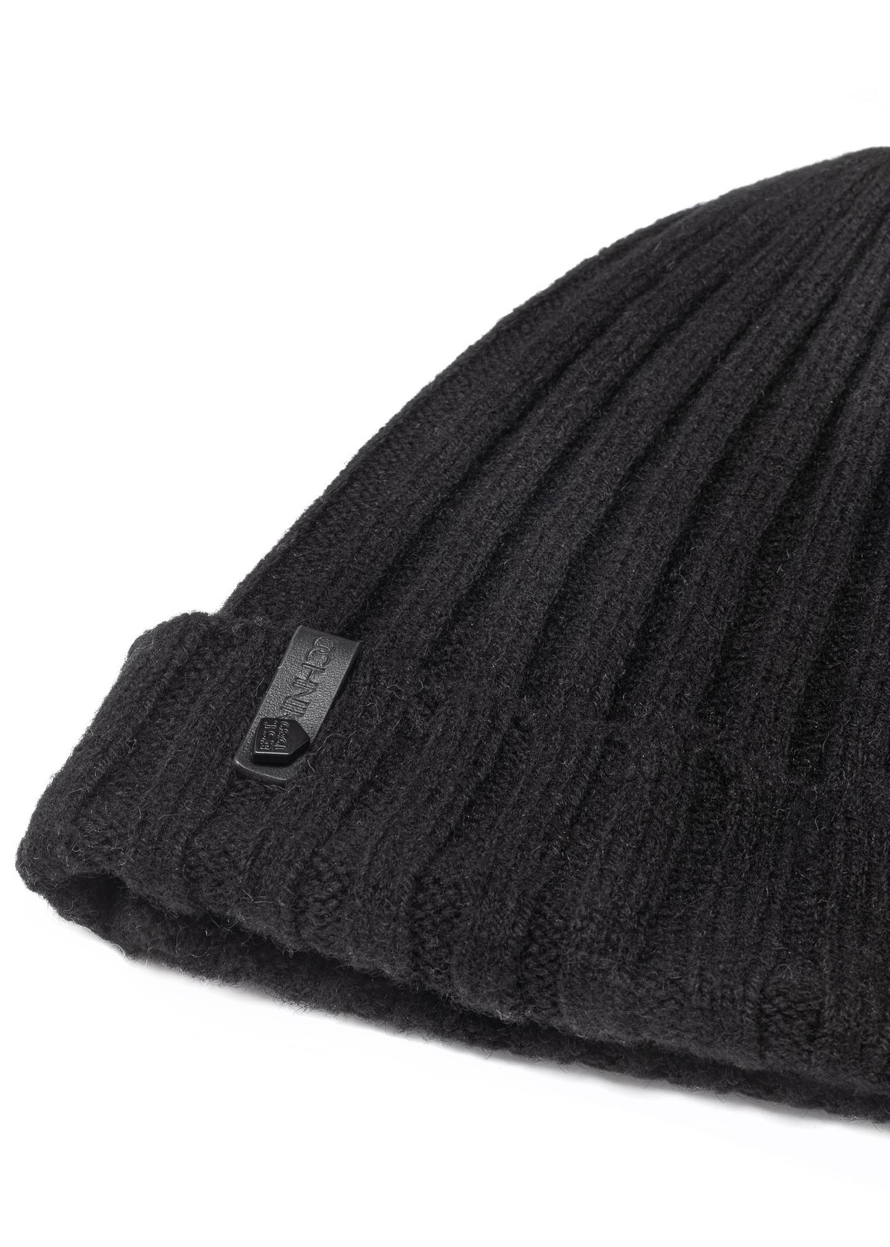 Men's black winter cap CZAMT-0033-99(Z24)