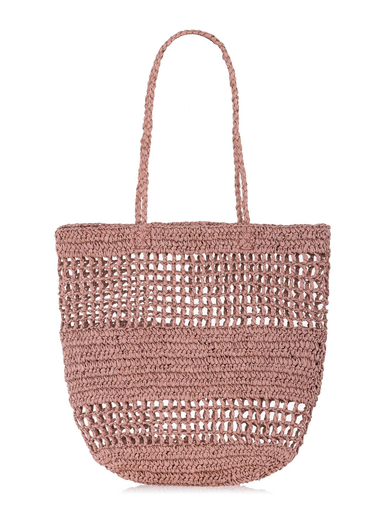 Straw pink women's shopper bag TOREC-0924-34(W24)-02