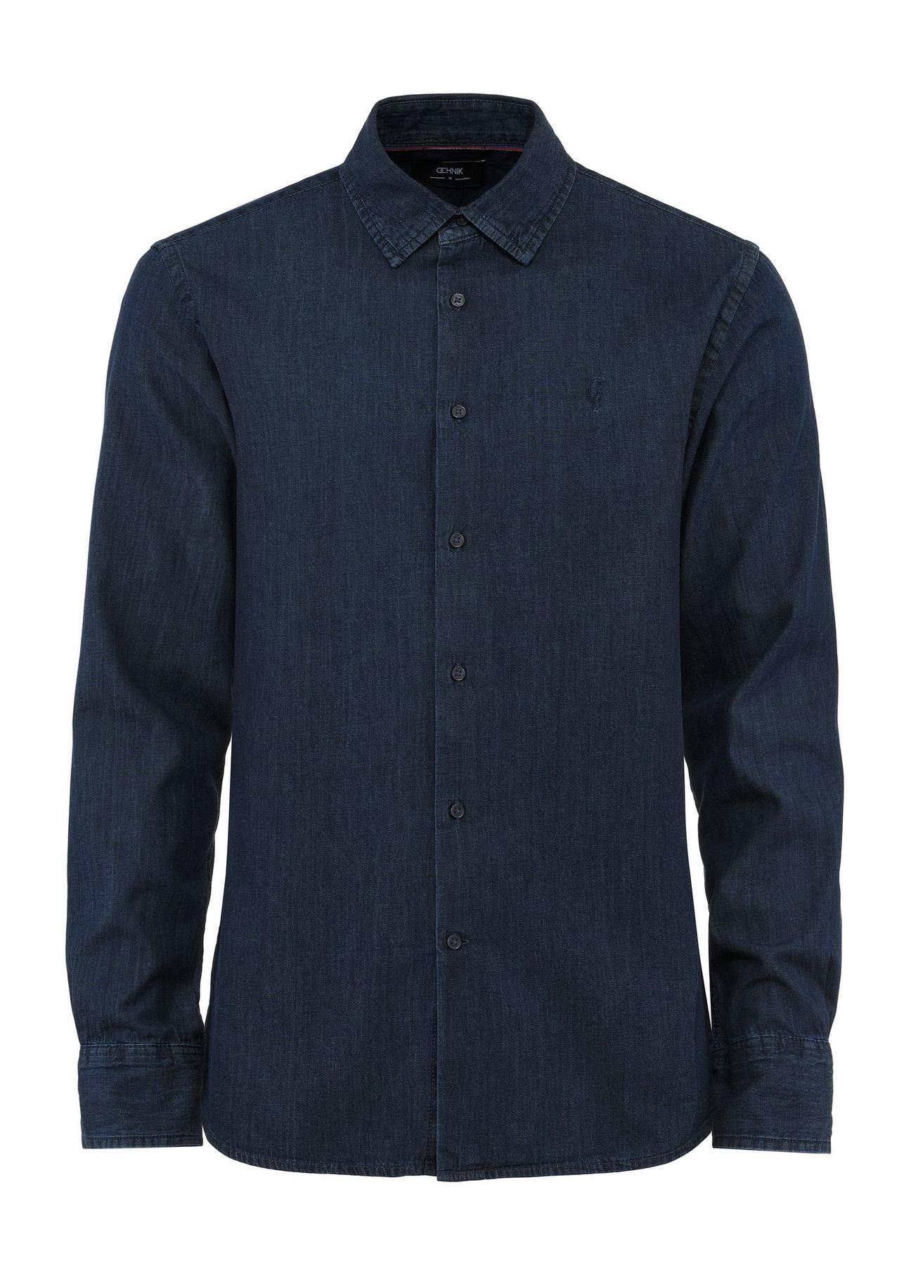 Navy blue men's shirt KOSMT-0331-69(Z24)