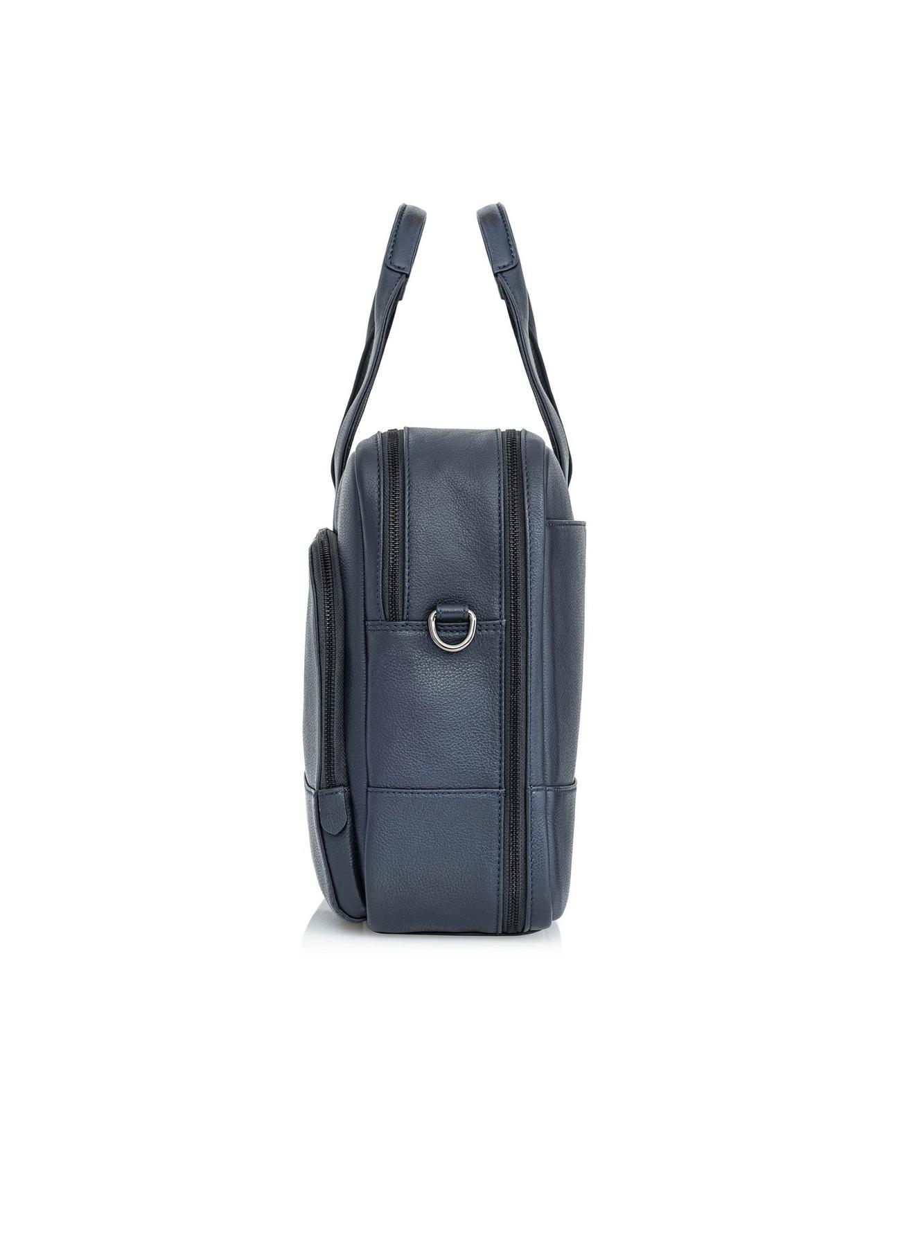 Navy blue leather men's bag TORMS-0020D-69(W25)-03