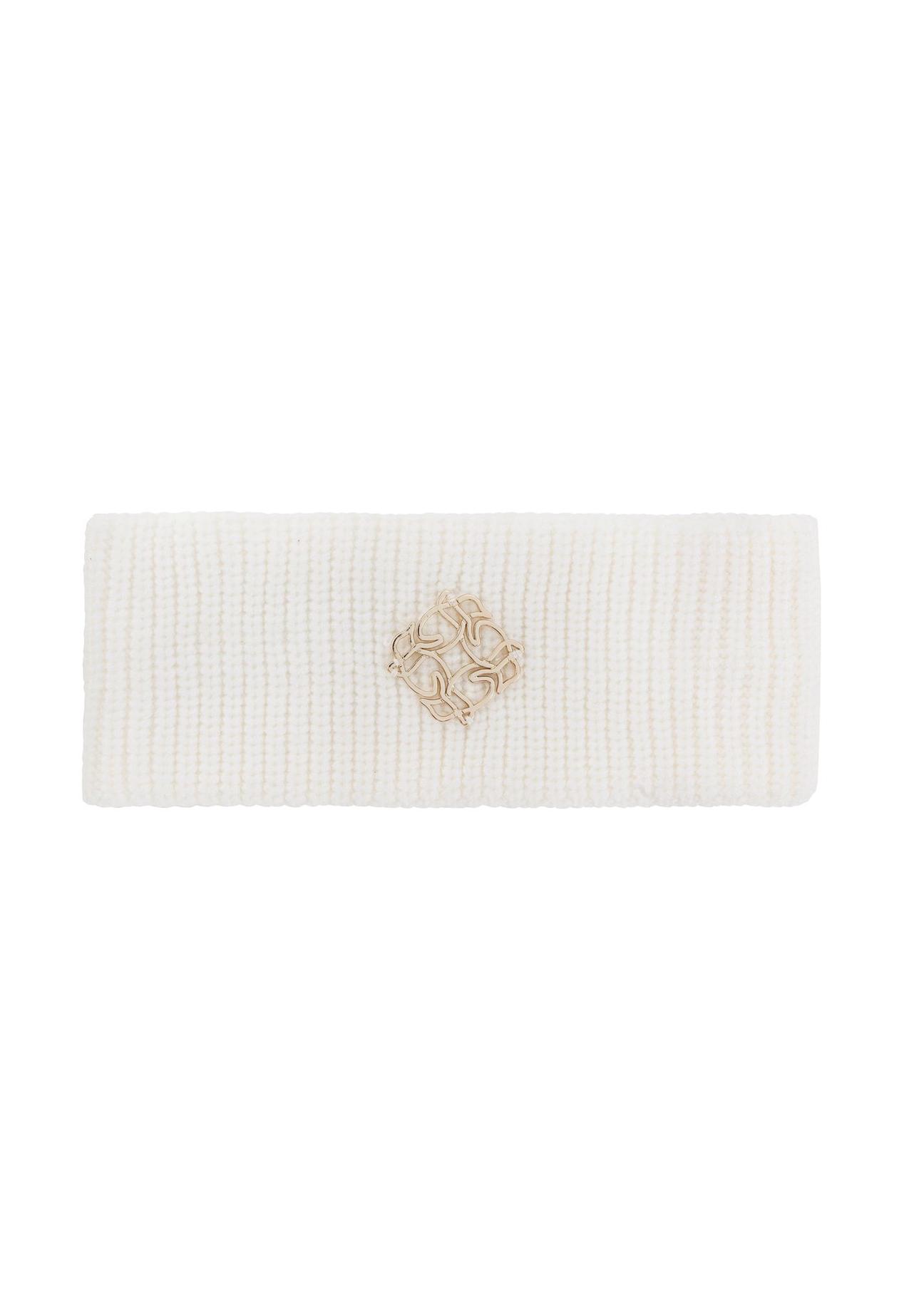 Cream women's headband with emblem CZADT-0184-12(Z24)