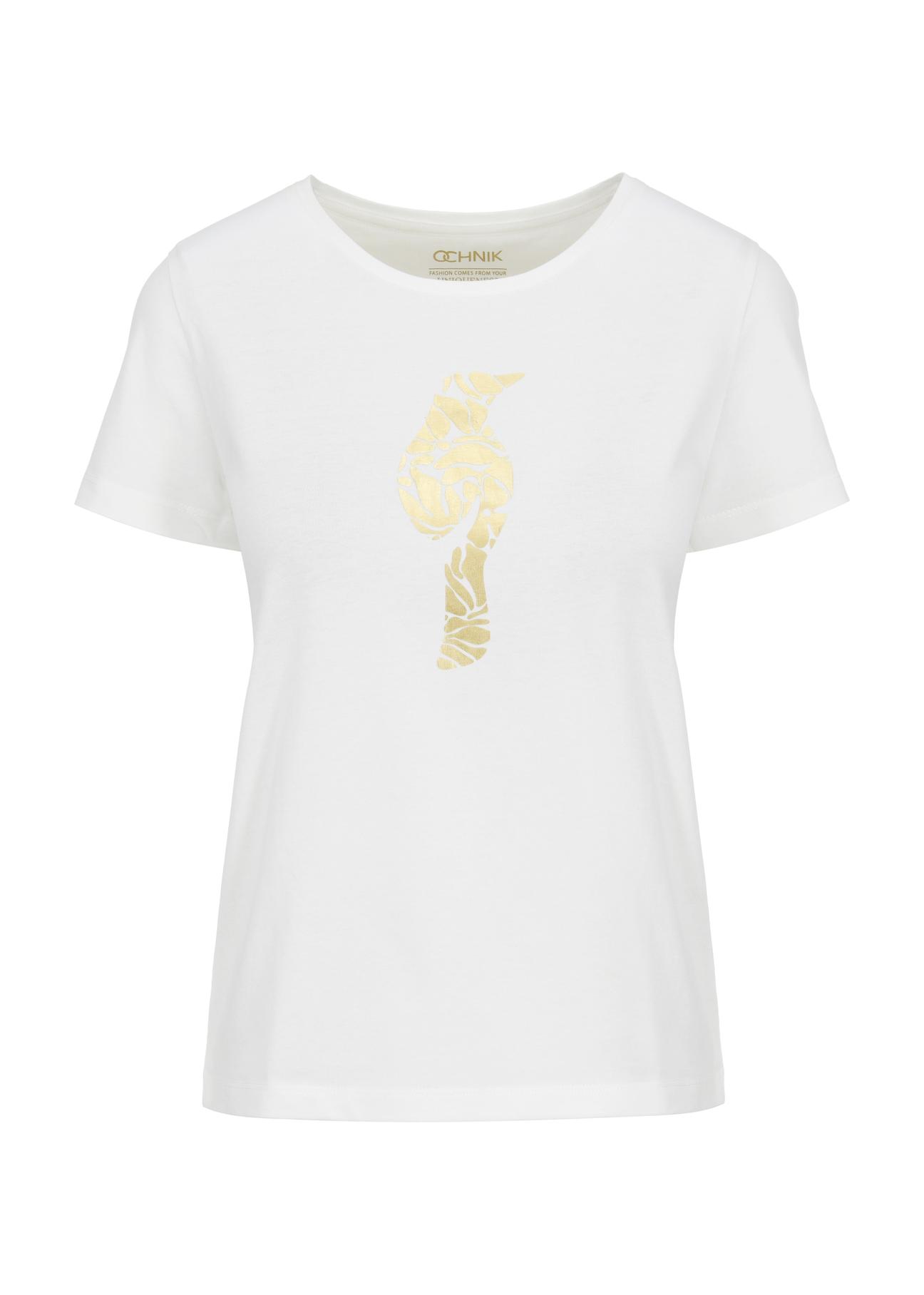 Women's cream t-shirt with oriole TSHDT-0124-12(W24)-03