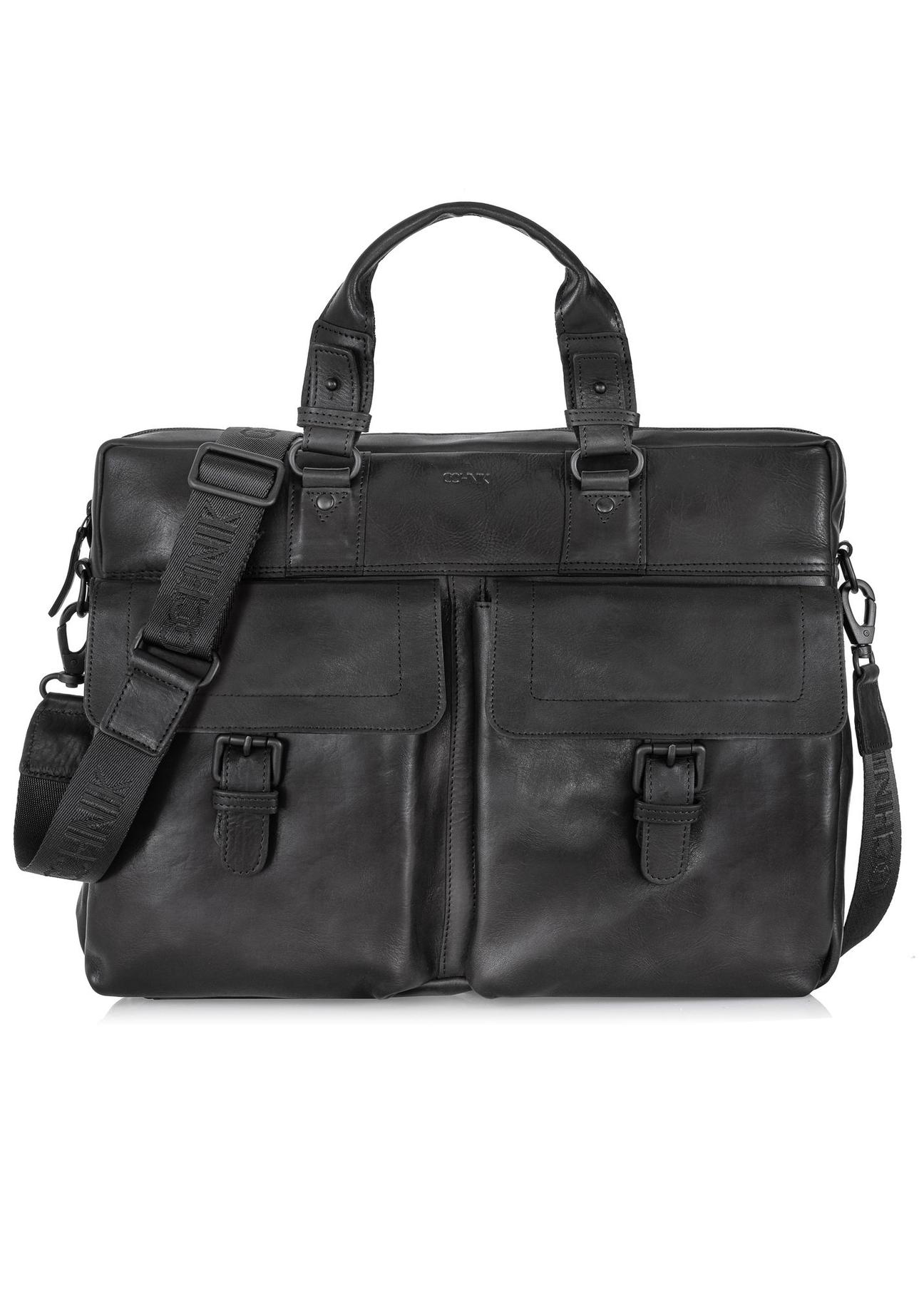 Men's black leather business bag TORMS-0404-99(Z23)-01