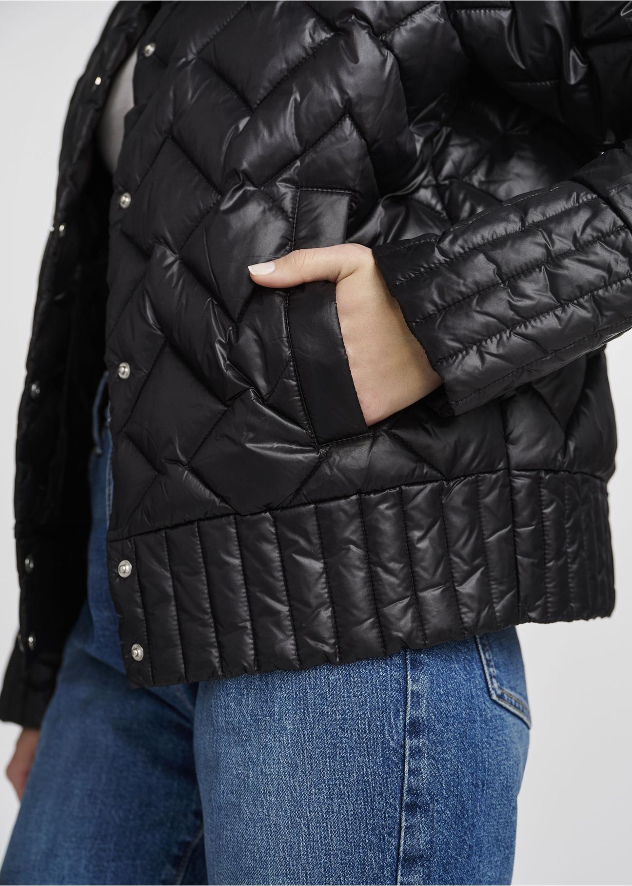 Black quilted transitional jacket for women KURDT-0440B-99(W25)-03