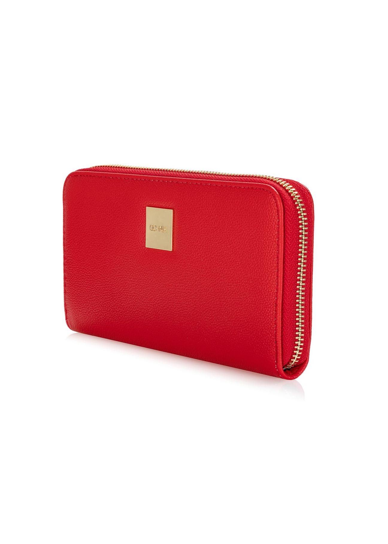 Large red women's wallet with logo POREC-0368-42(W24)-02