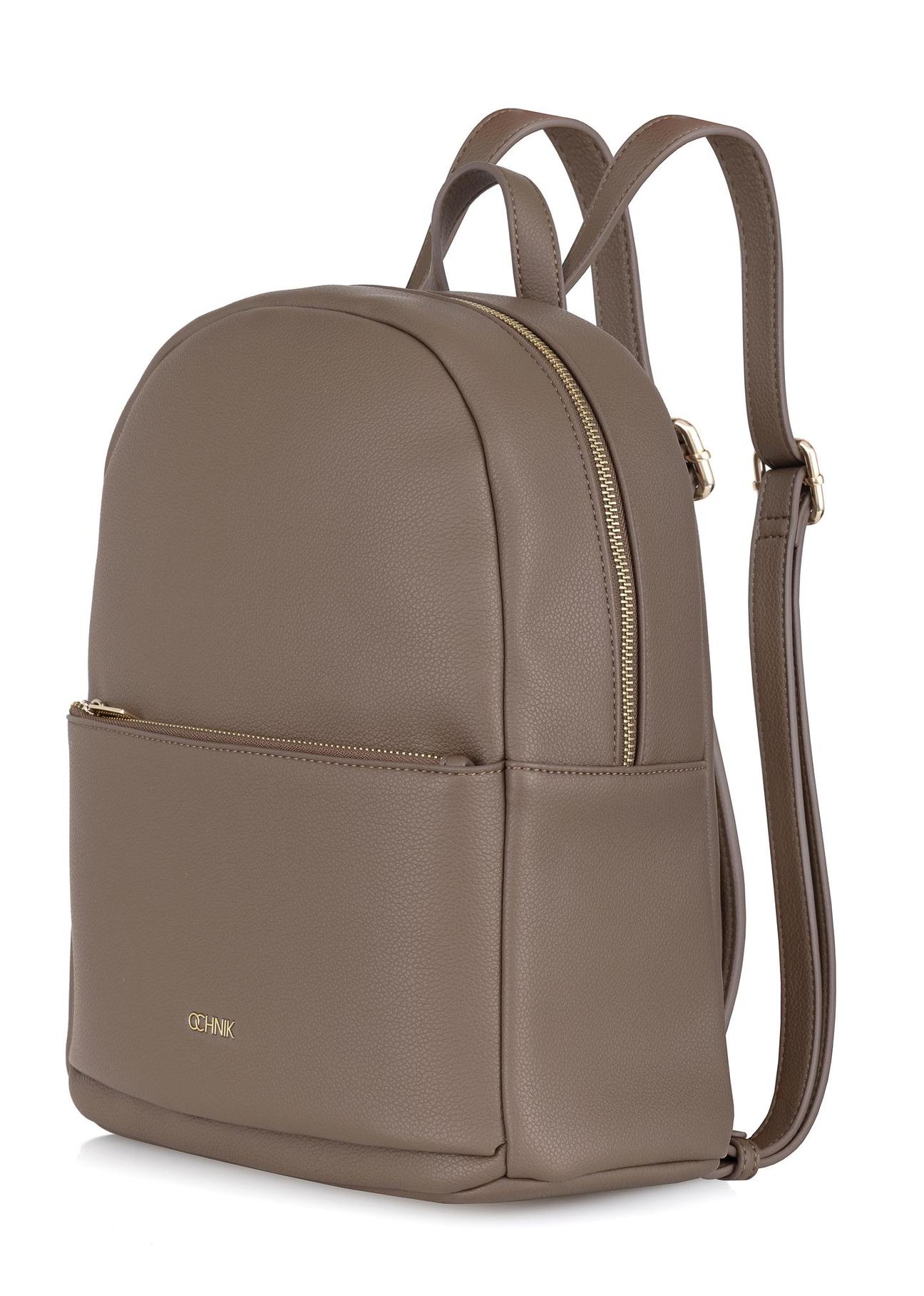 Brown single compartment women's backpack TOREC-0894-89(W24)-03