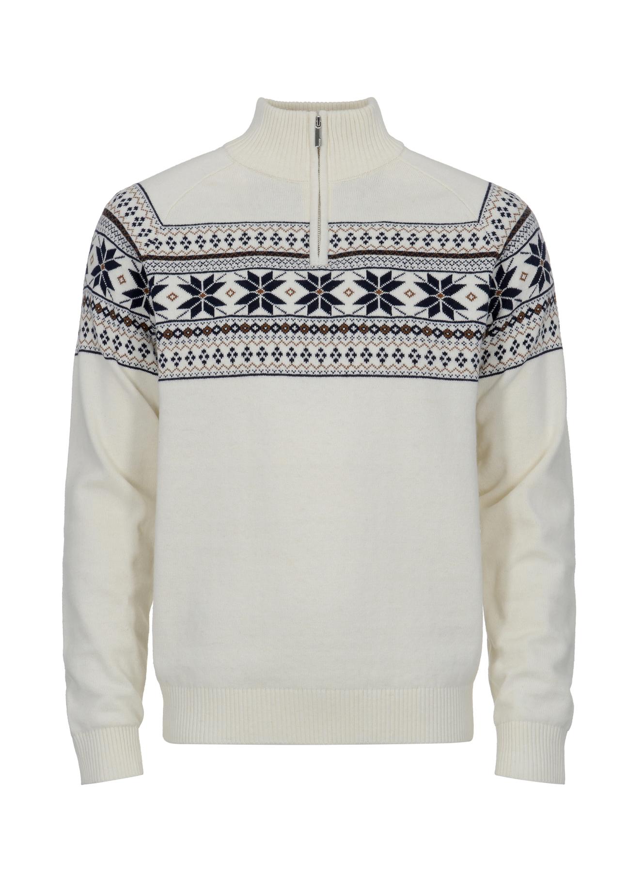 Cream Norwegian pattern men's sweater SWEMT-0133-12(Z24)-04