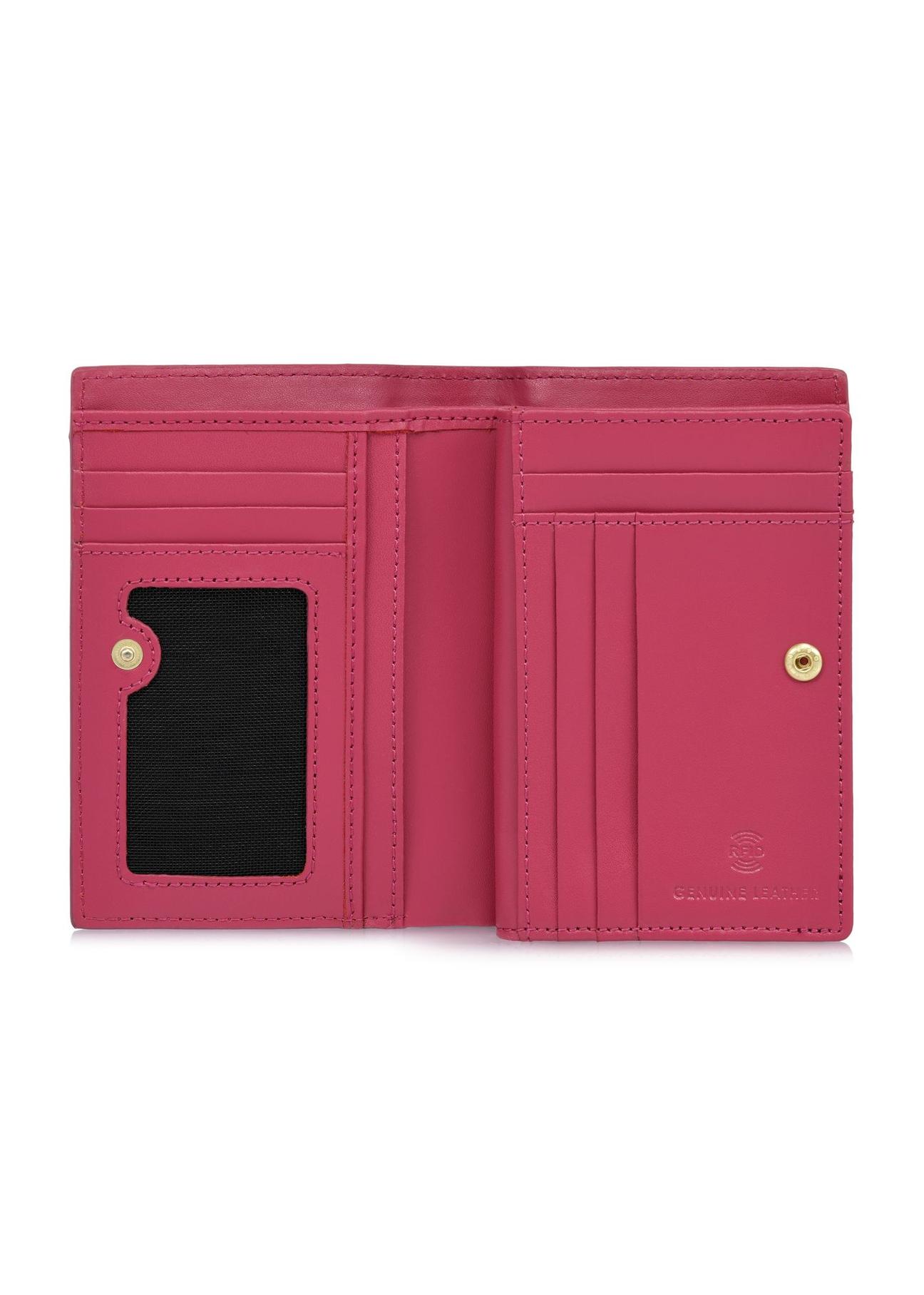 Women's pink leather wallet with RFID protection PORES-0805RFID-34(W24)-04